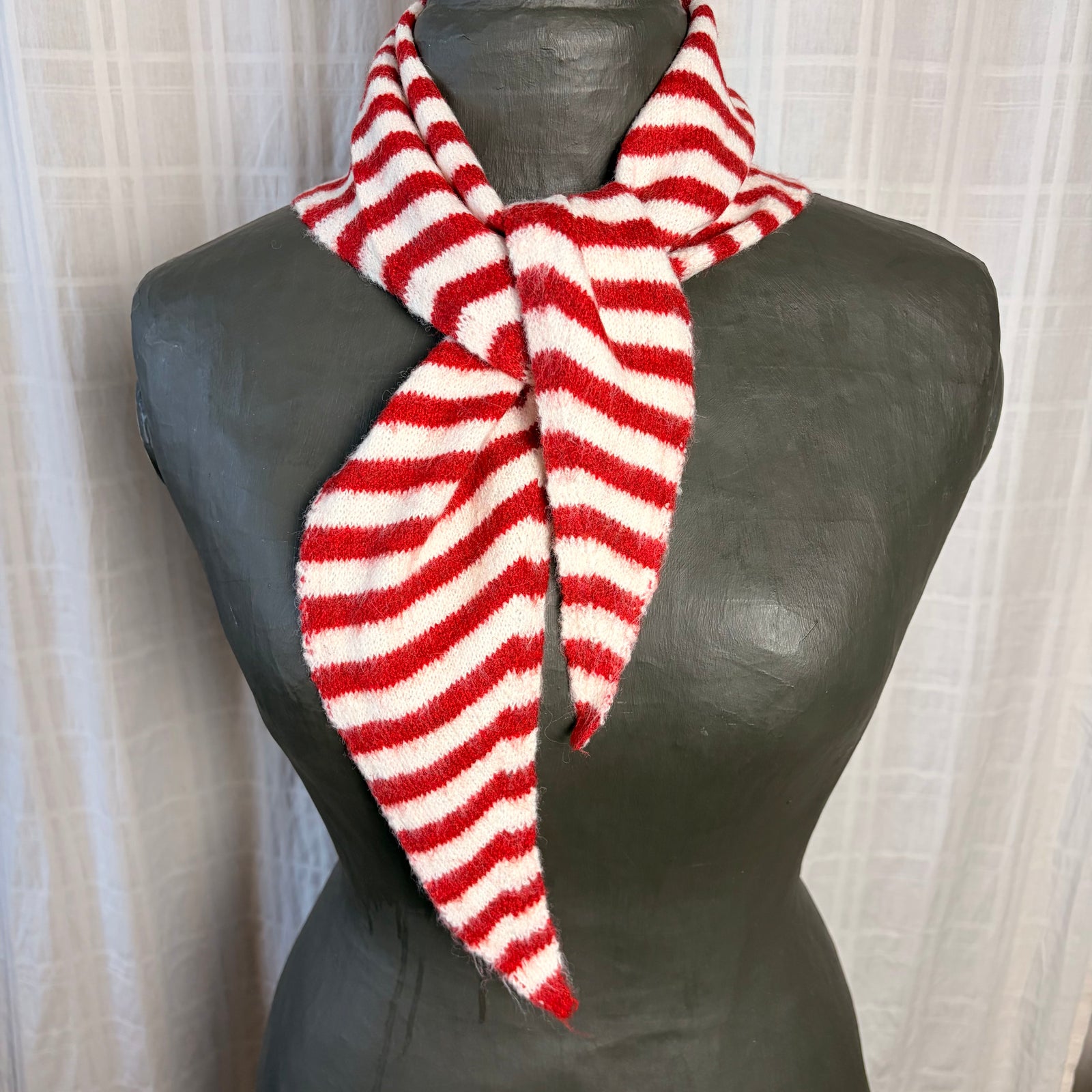 BATH striped triangle wool mix scarf