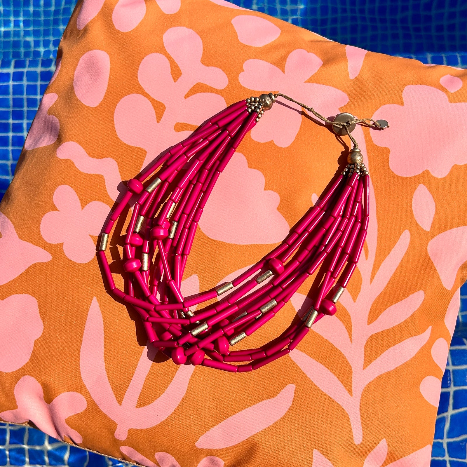 NINA multi-strand resin beaded short necklace