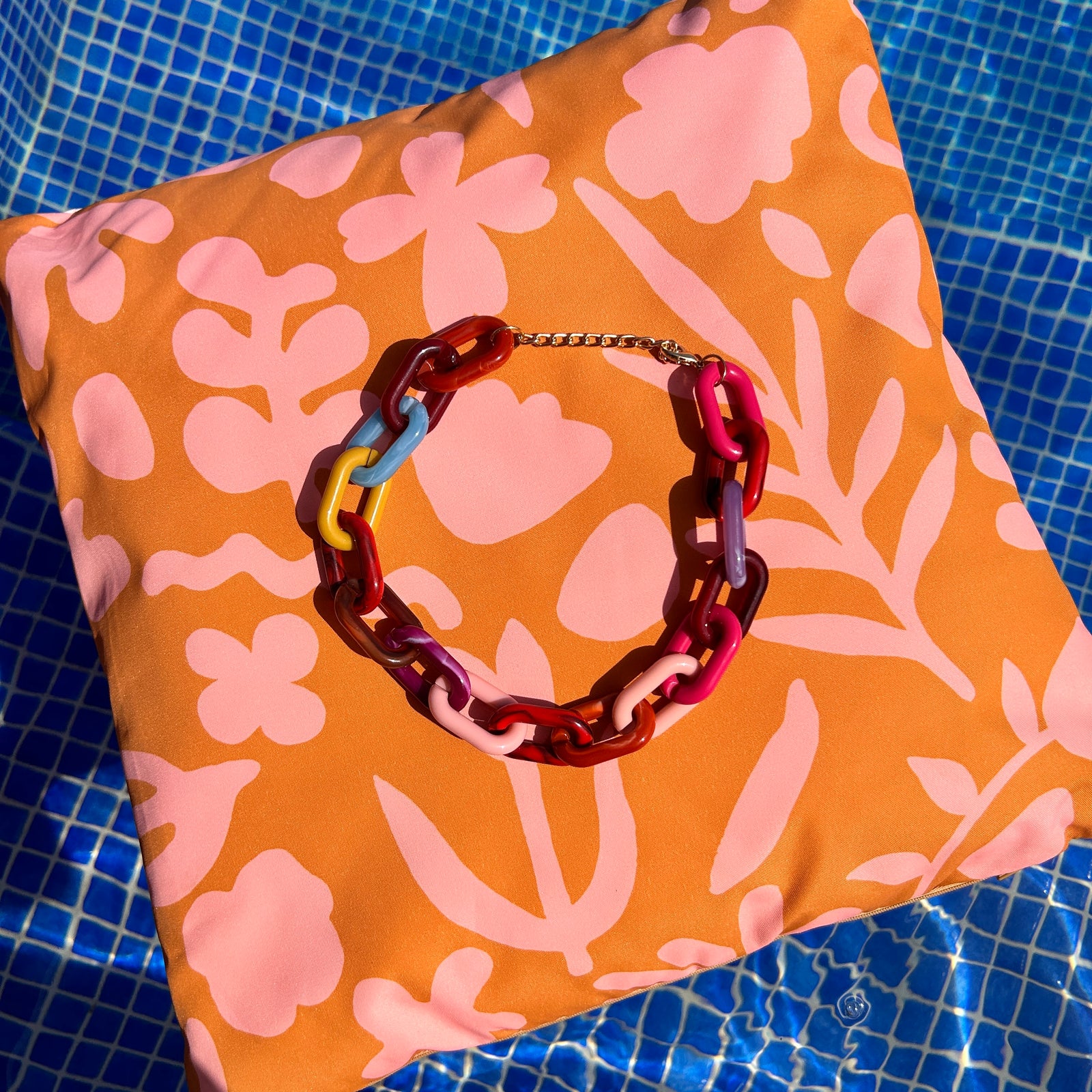 FRANCES  multi-coloured large resin link choker necklace