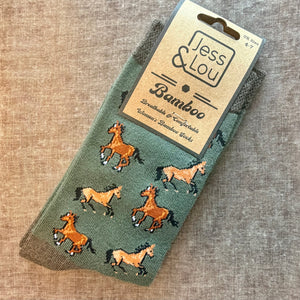 AINTREE happy horse print ankle socks