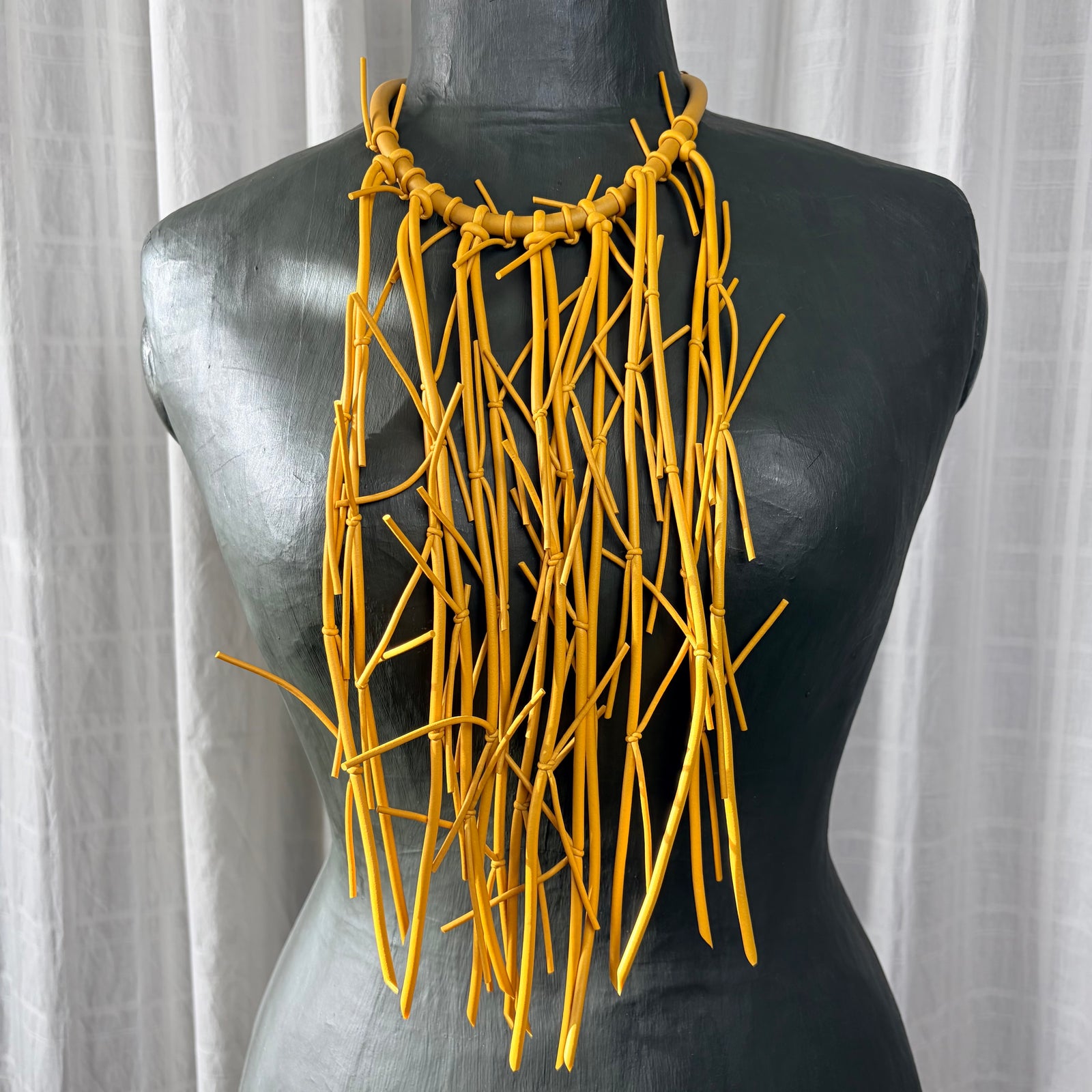 VICTORIA rubber fringe choker statement necklace