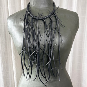 VICTORIA rubber fringe choker statement necklace