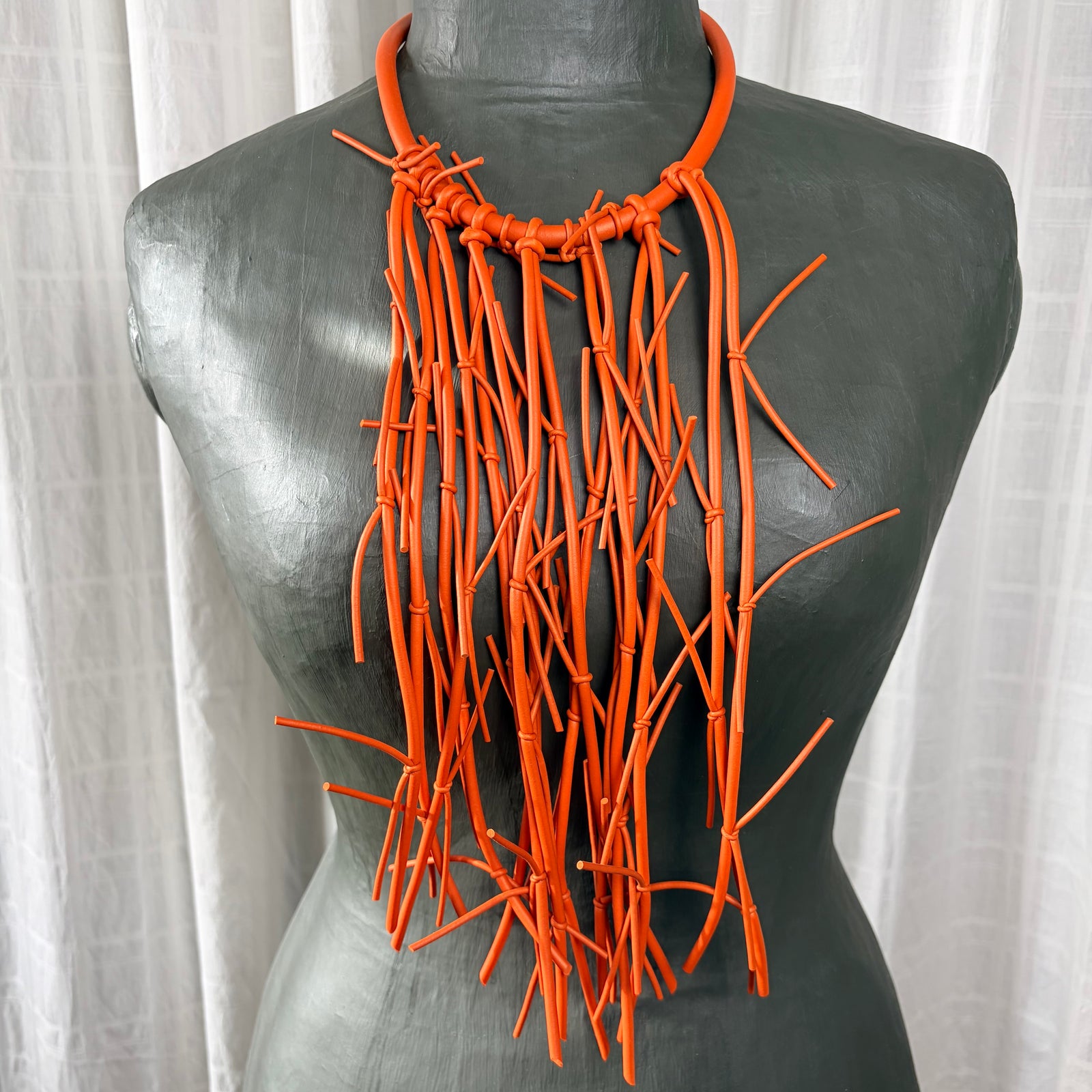 VICTORIA rubber choker fringe statement necklace