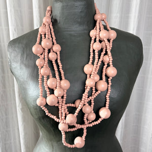 AUDREY long wooden bead necklace
