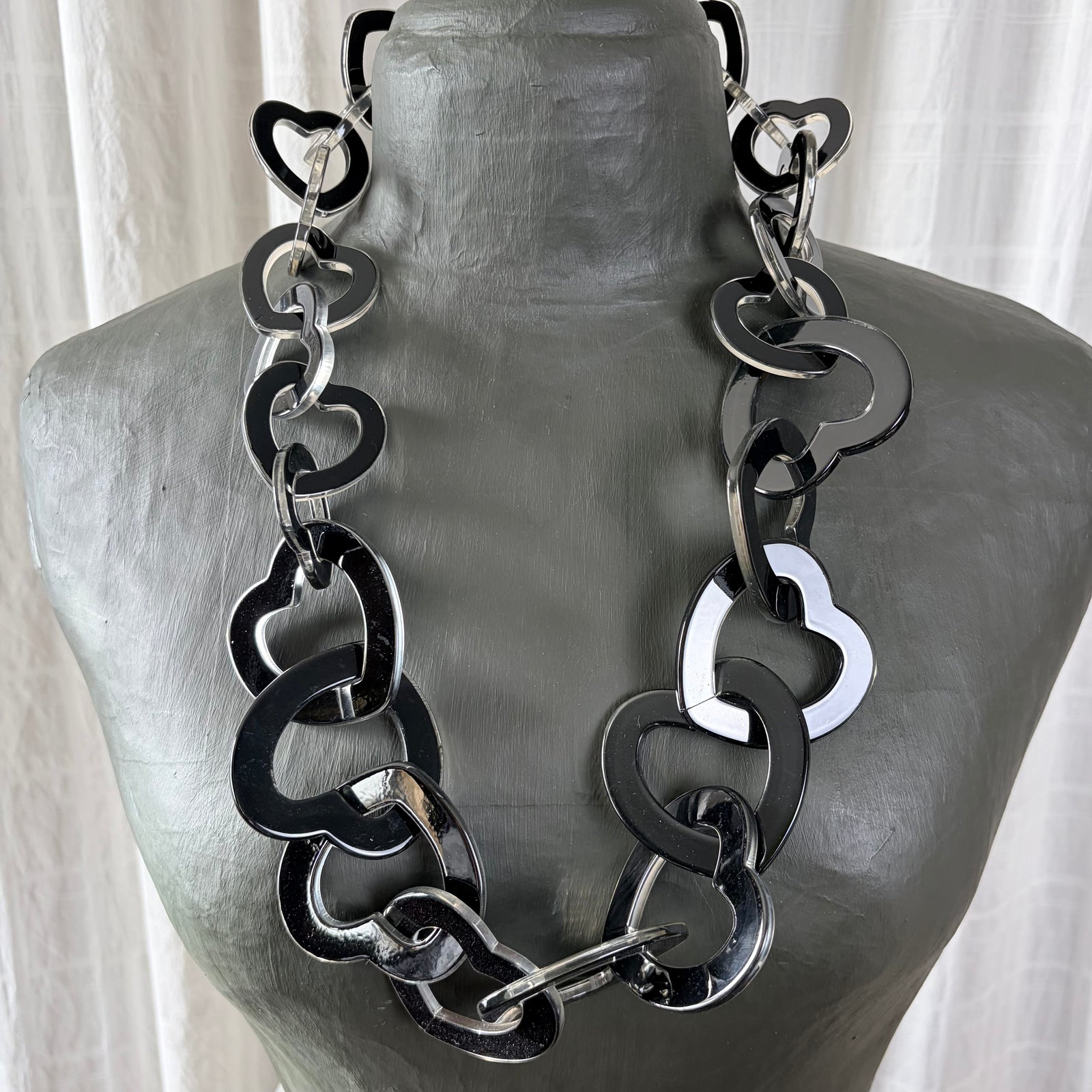 ROXANNE resin heart link mid-length necklace