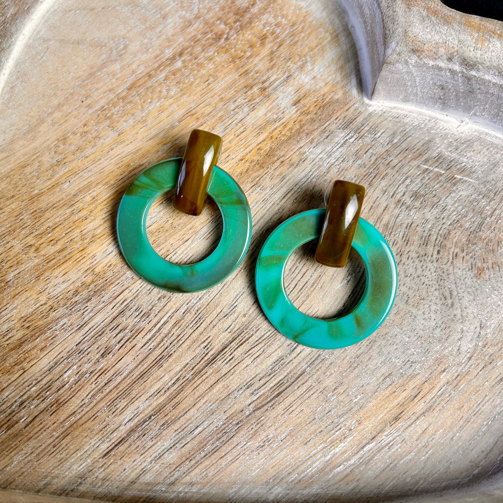 JANE resin circle pendant earrings