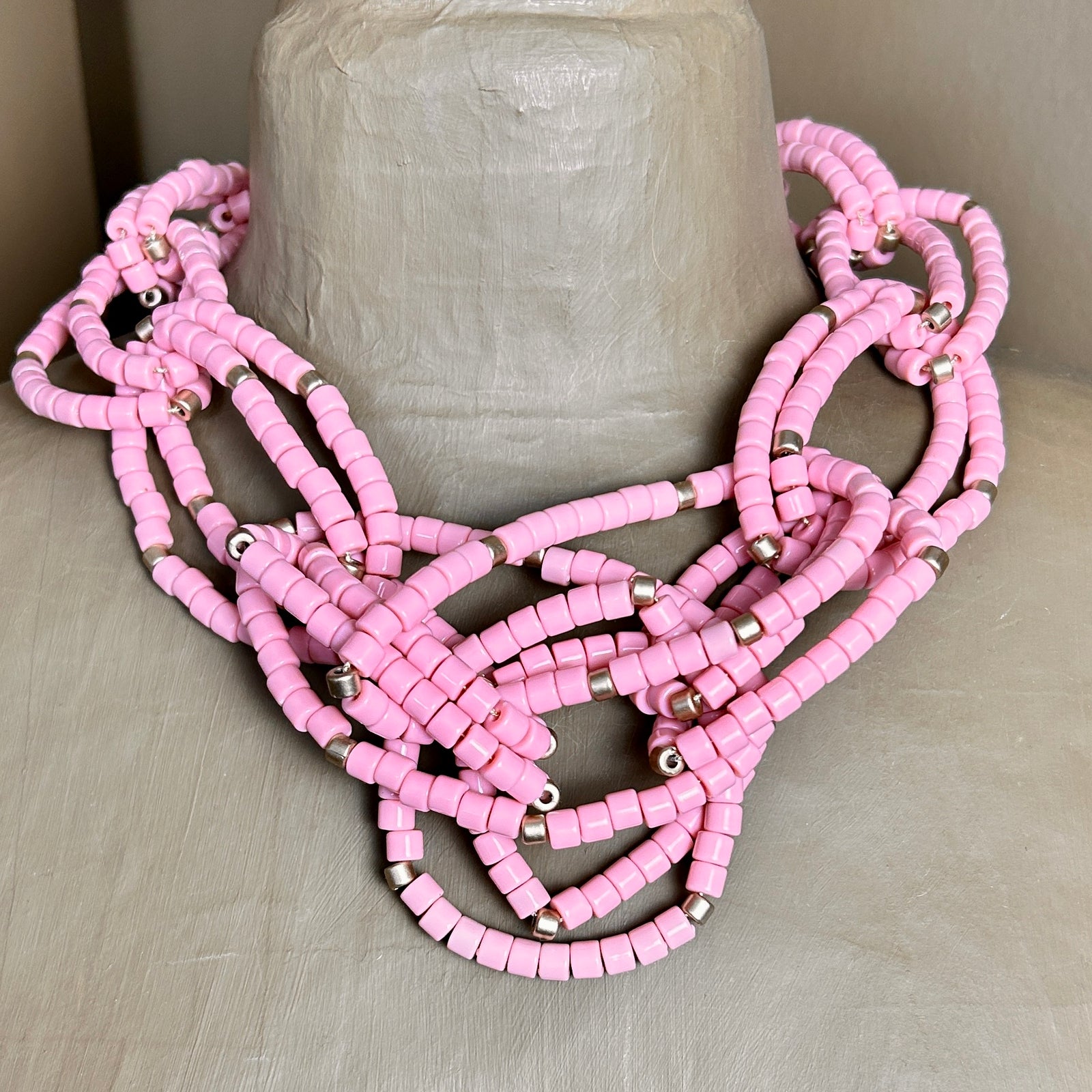 SPIRIT resin beaded knotted statement necklace