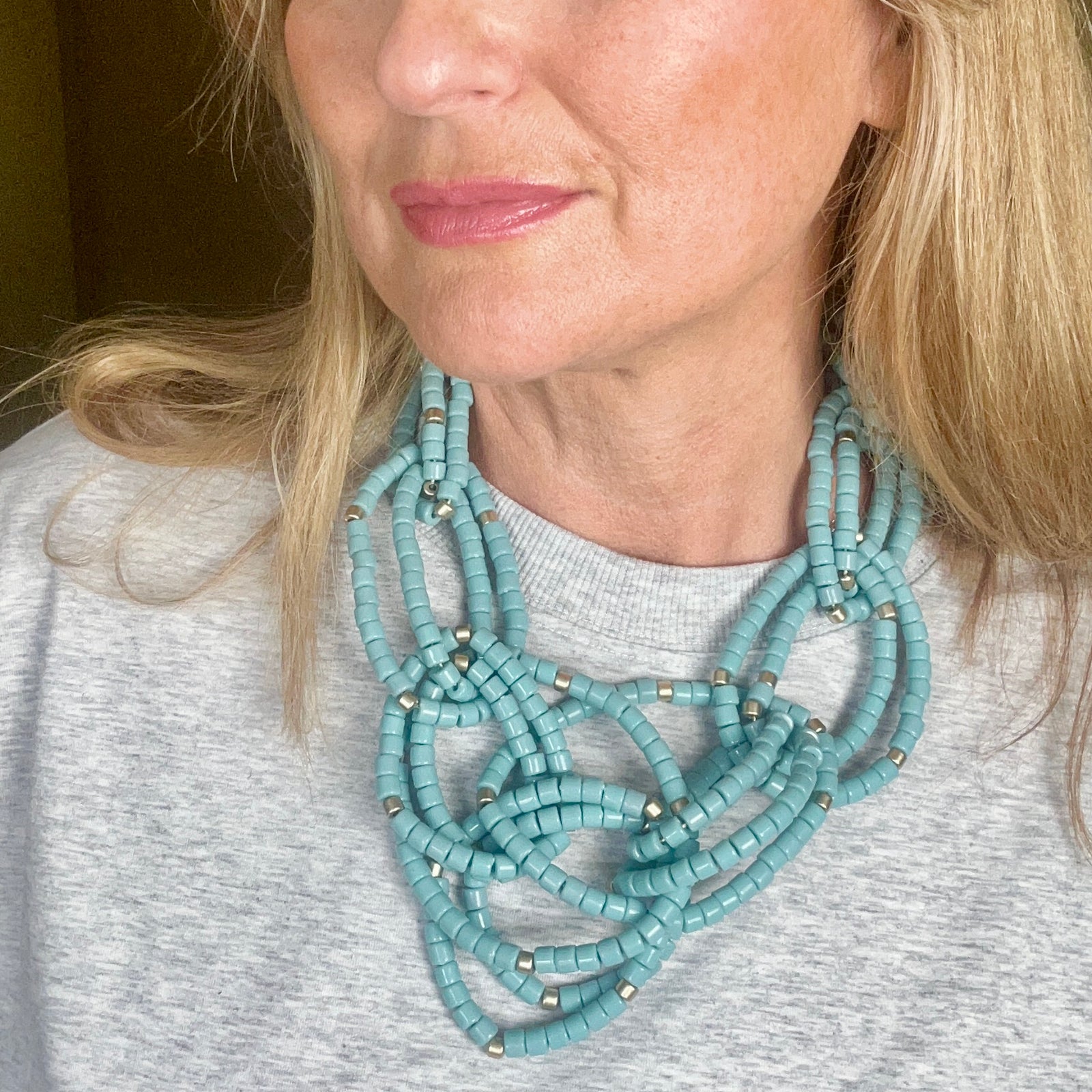 SPIRIT resin beaded knotted statement necklace