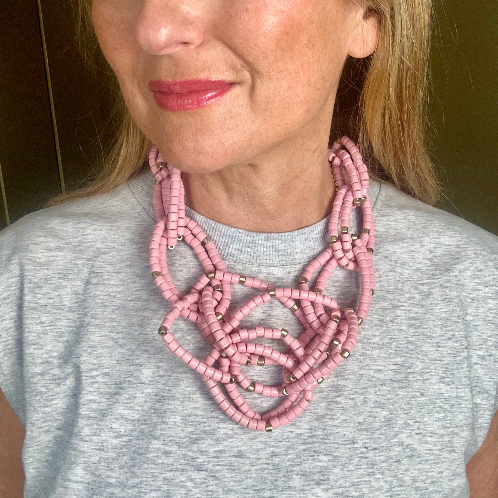 SPIRIT resin beaded knotted statement necklace