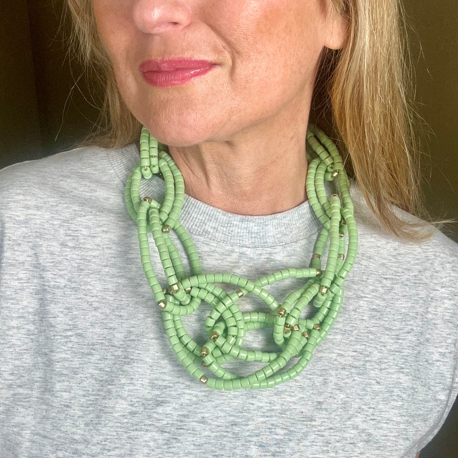 SPIRIT resin beaded knotted statement necklace