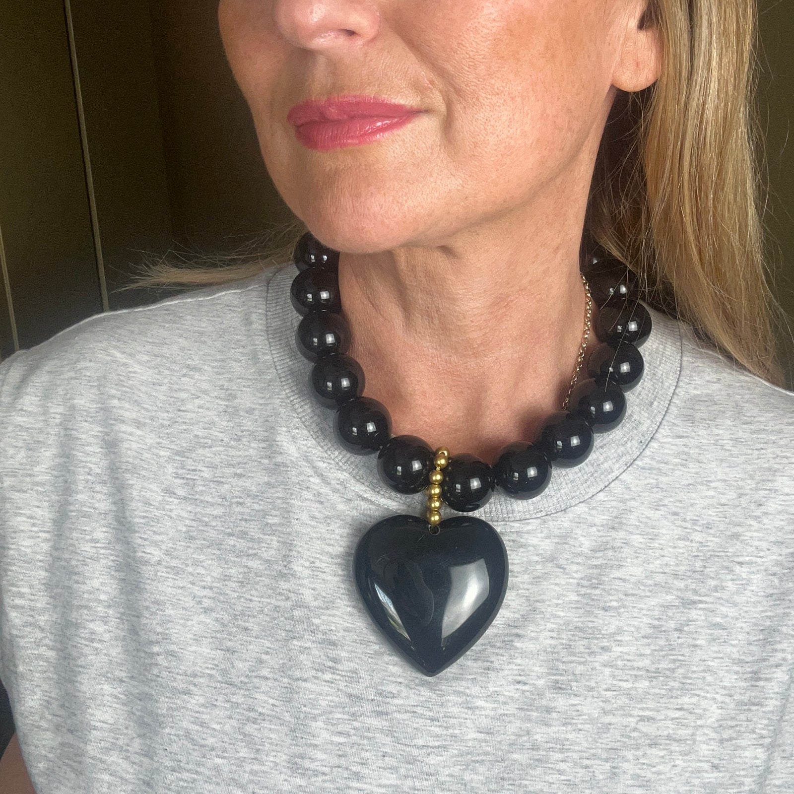 NADINE resin heart and ball statement necklace