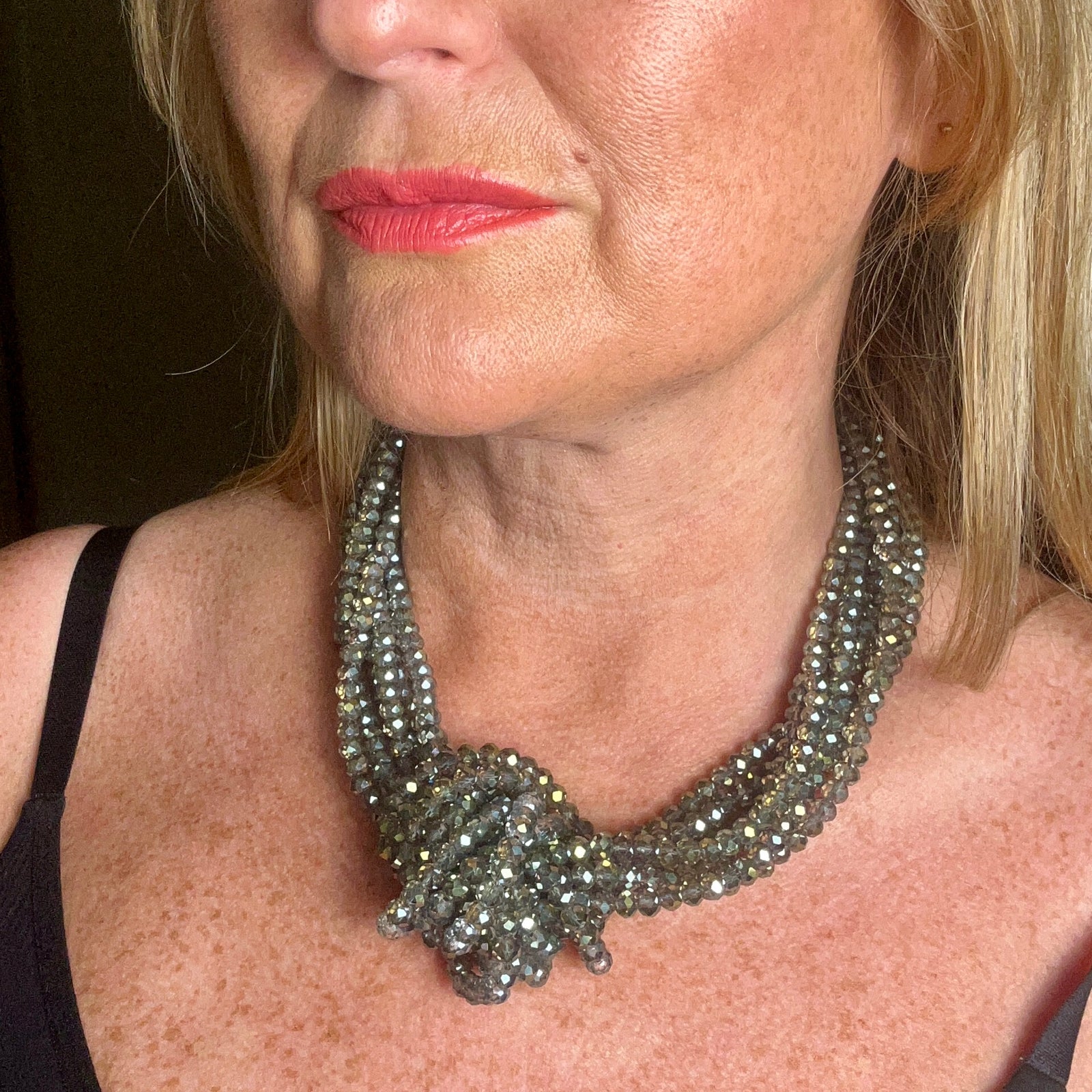 BONNIE faceted crystal knot necklace