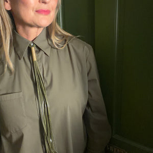 CYNTHIA faux leather necklace/tie with gold adjustable clasp