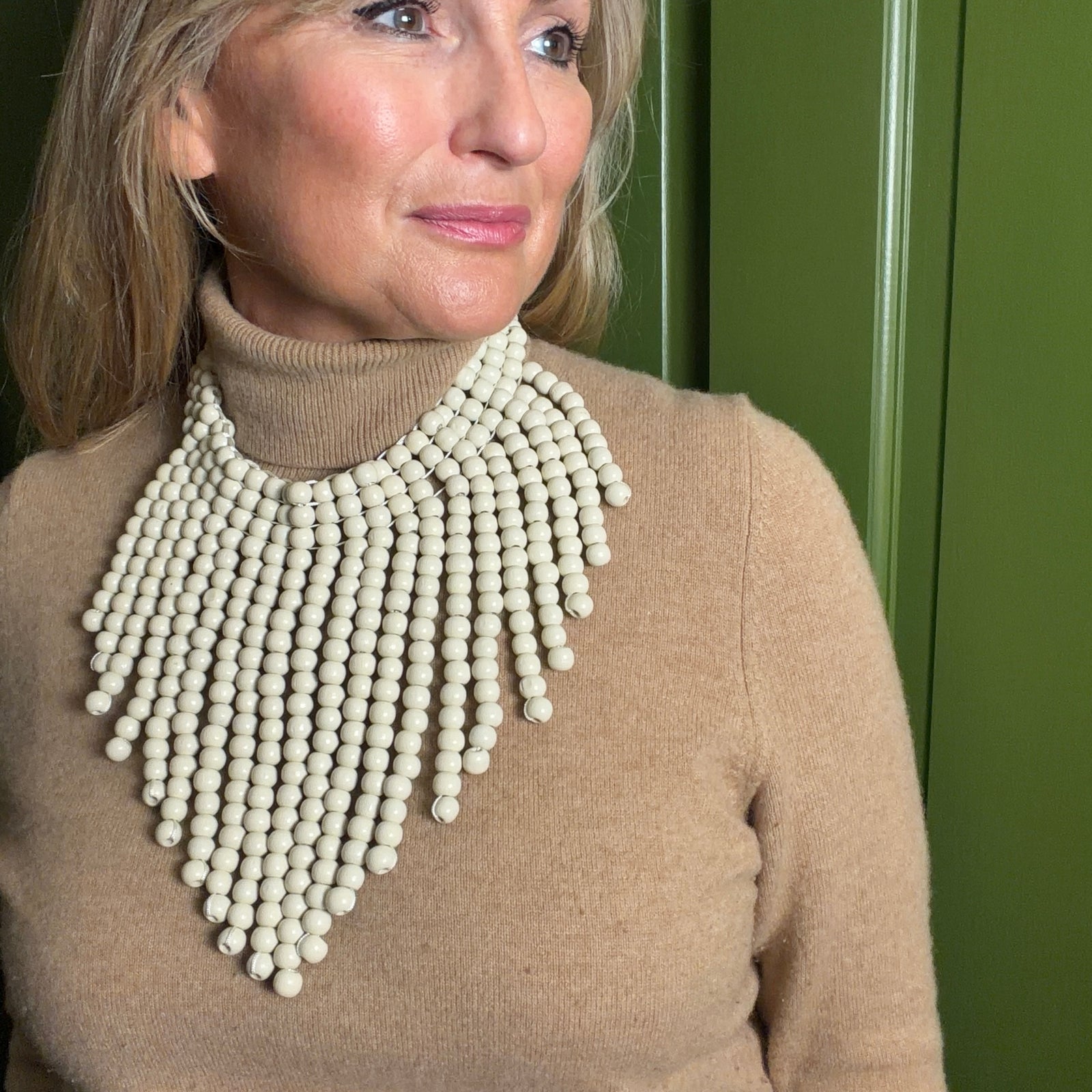 MINI TRINNY wooden ball bib statement necklace