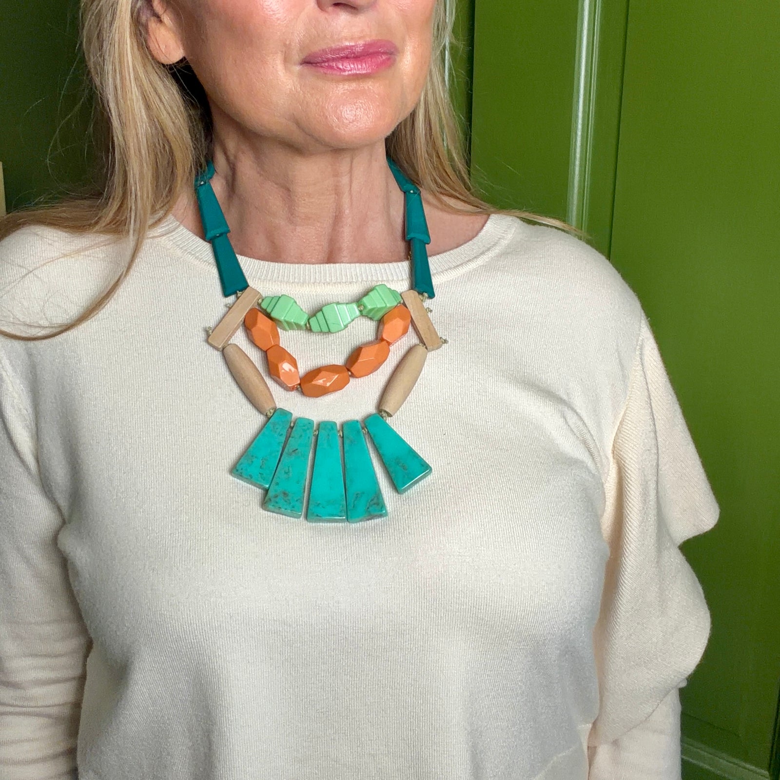 SYBIL resin beaded statement necklace