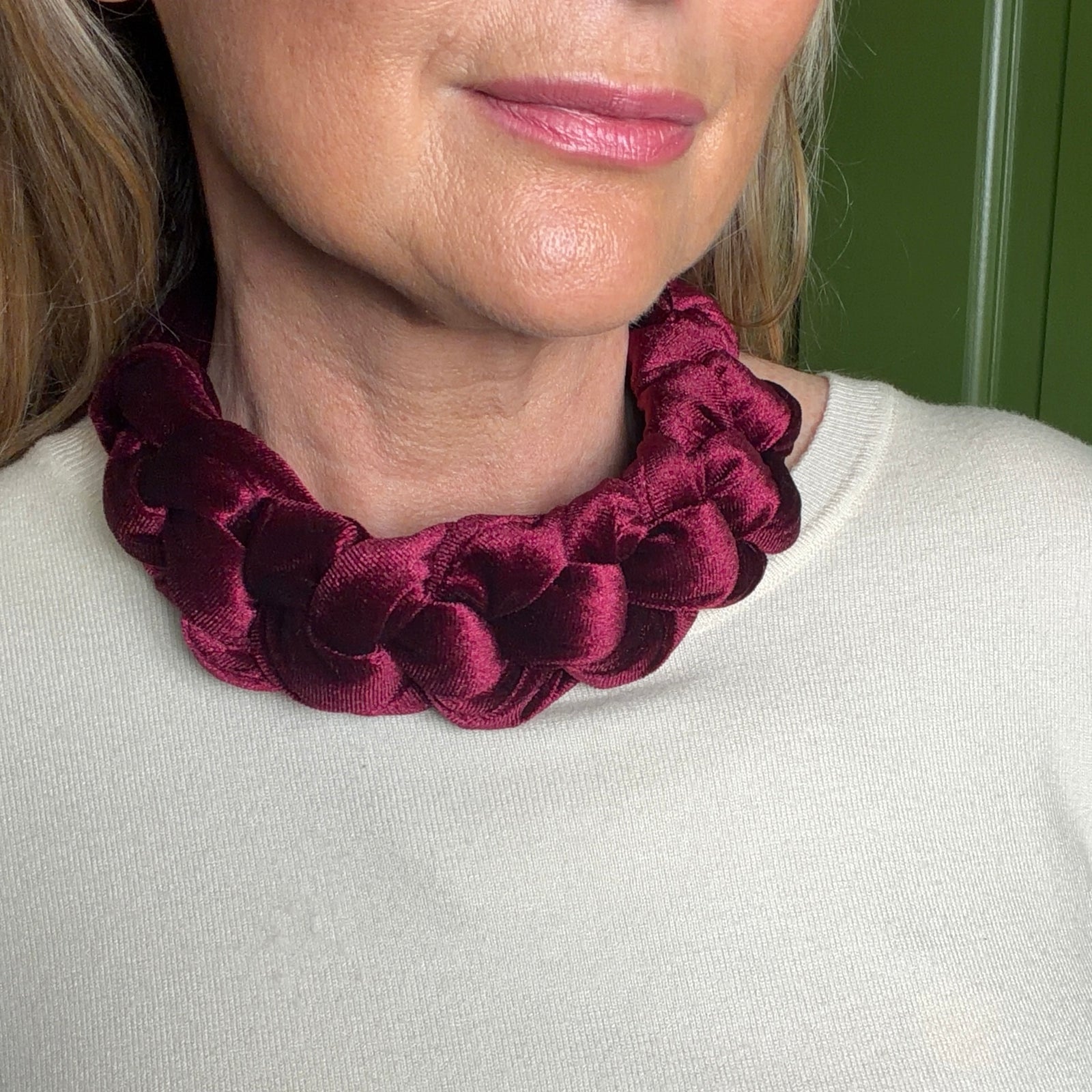 CASSANDRA velvet braided choker necklace