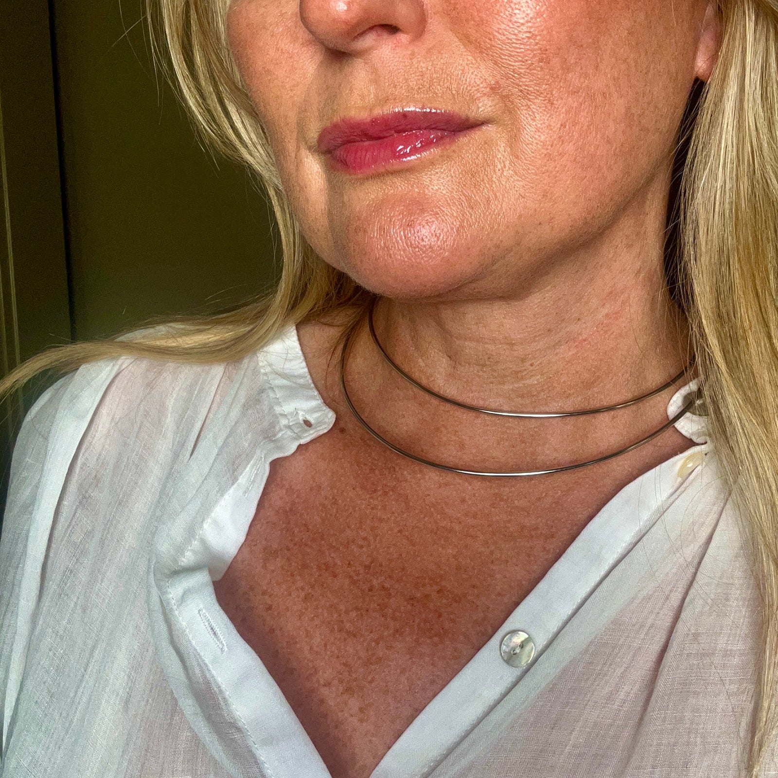 MICHELLE double hoop metal choker style necklace