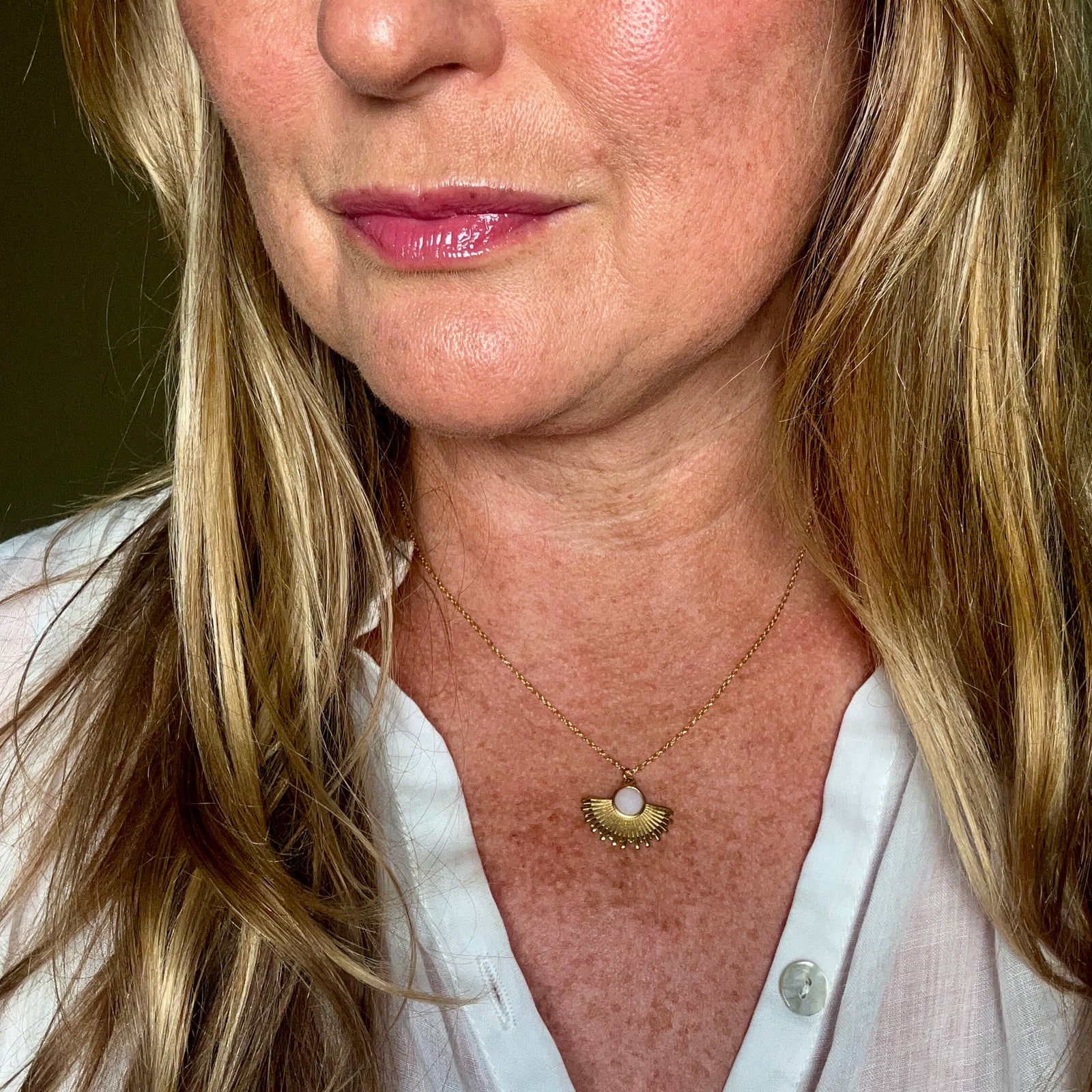 HILDA sun stone short steel necklace