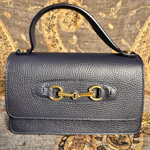 FIRENZE small leather handbag with gold horse bit design