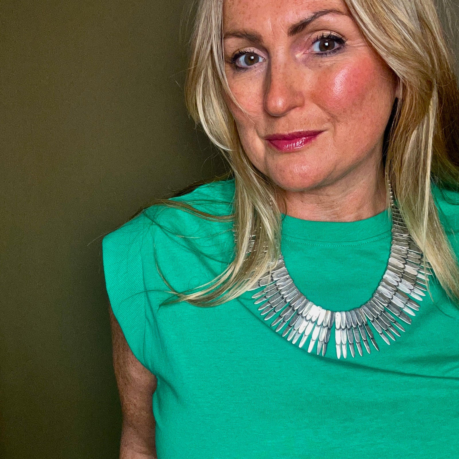 APOLLONIA handmade metal feather statement necklace