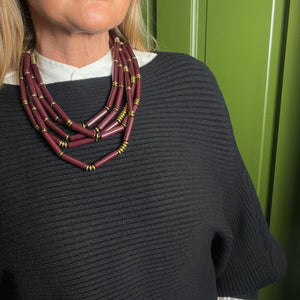 KAY resin and metal bead multi-strand short necklace