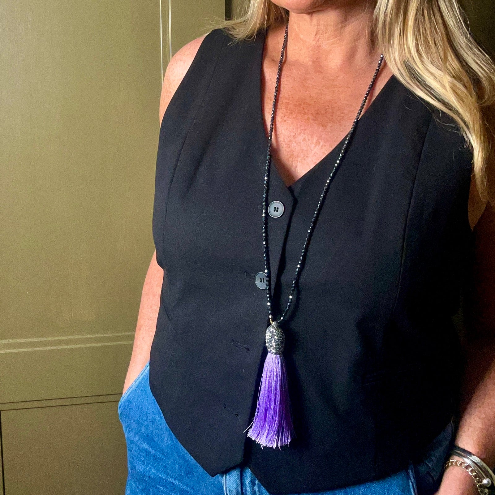 MYRTLE crystal tassel necklace