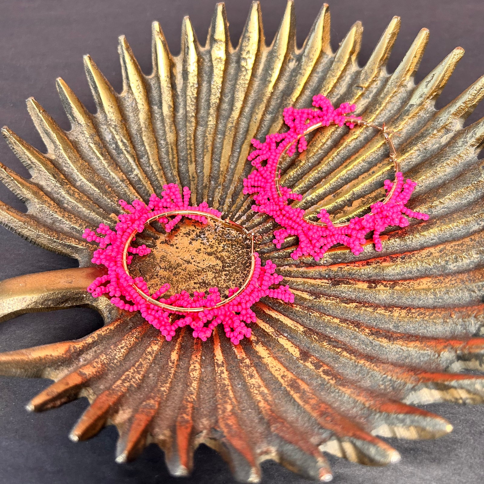 DARCIE large coral hoop earrings