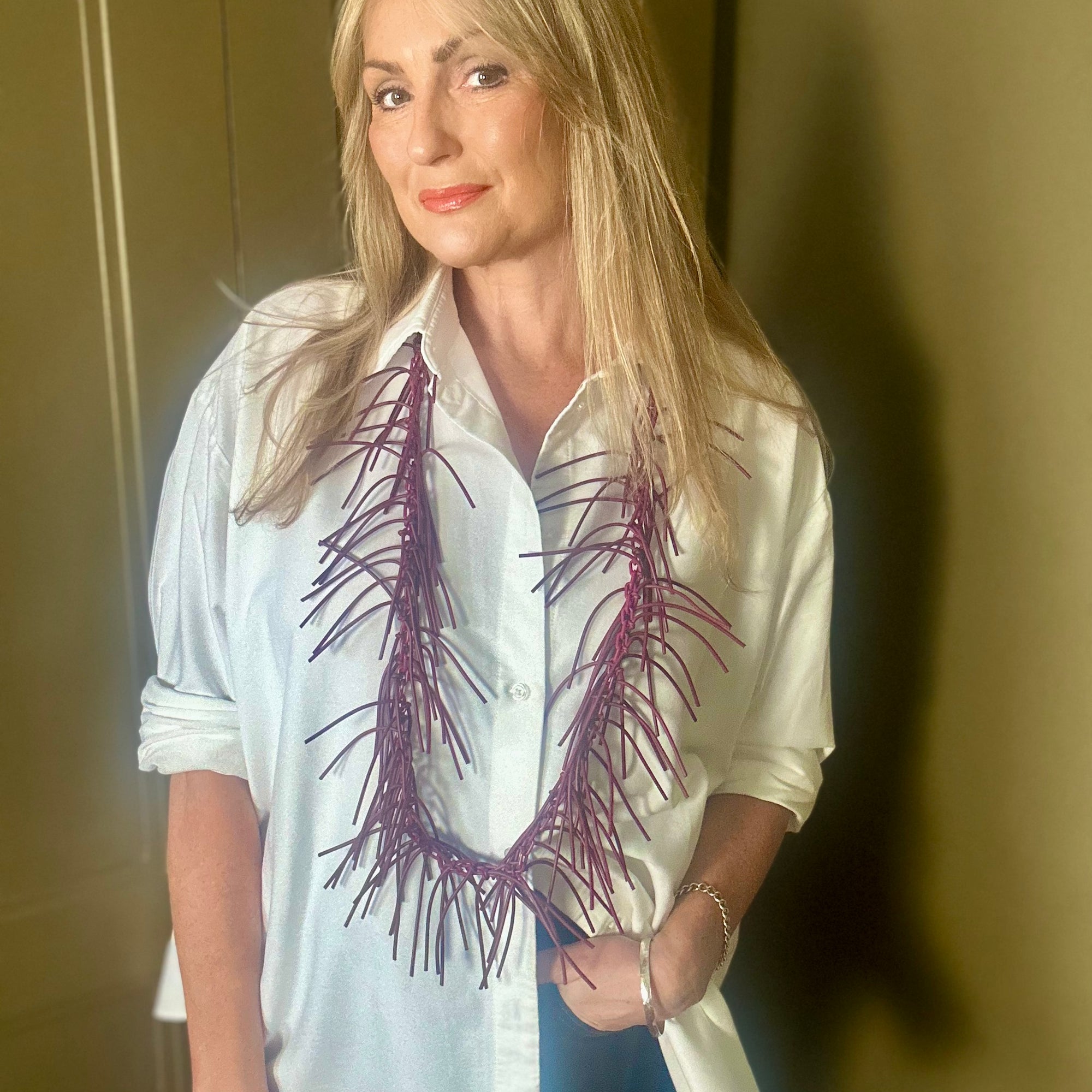 ROSIE long rubber fringe statement necklace