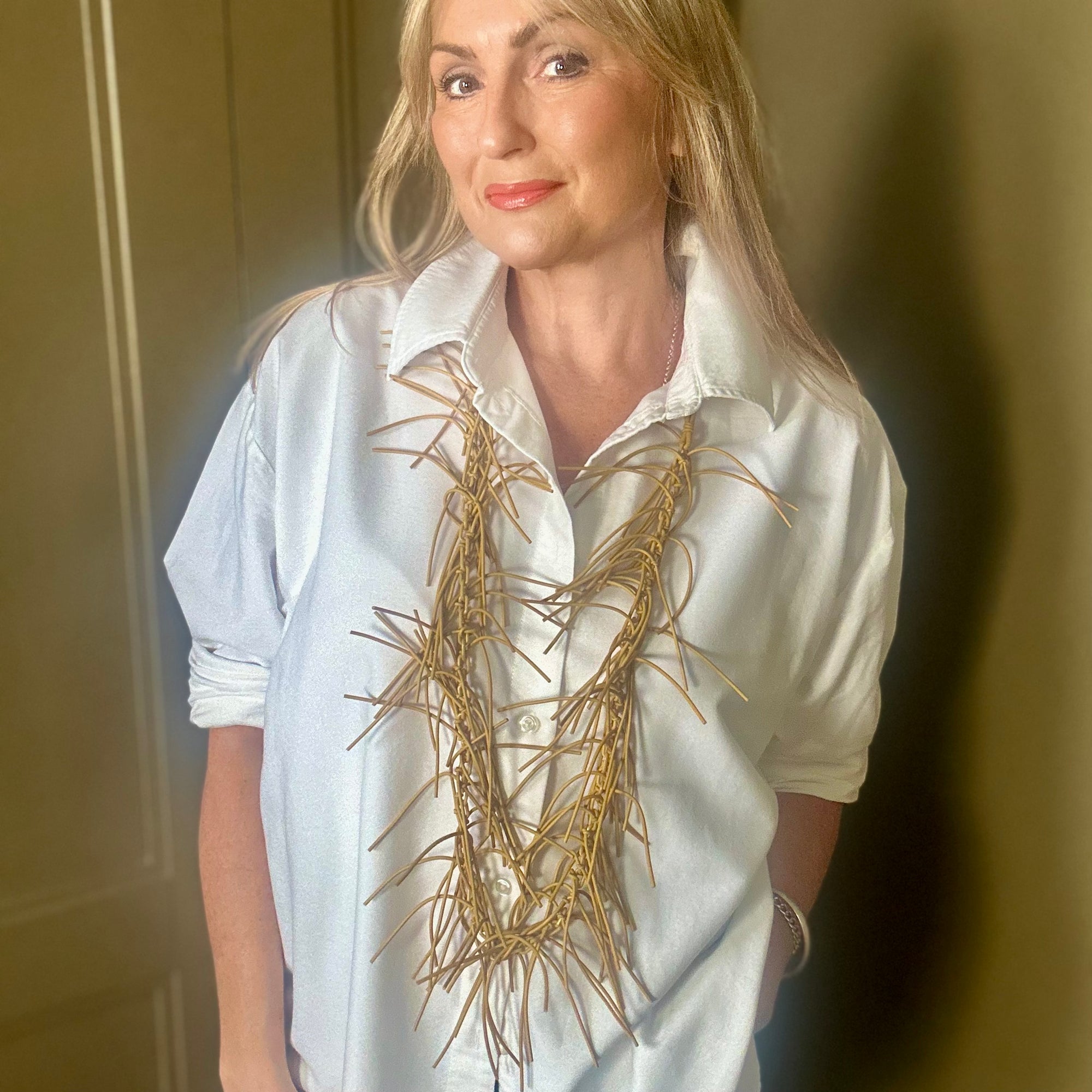 ROSIE long rubber fringe statement necklace