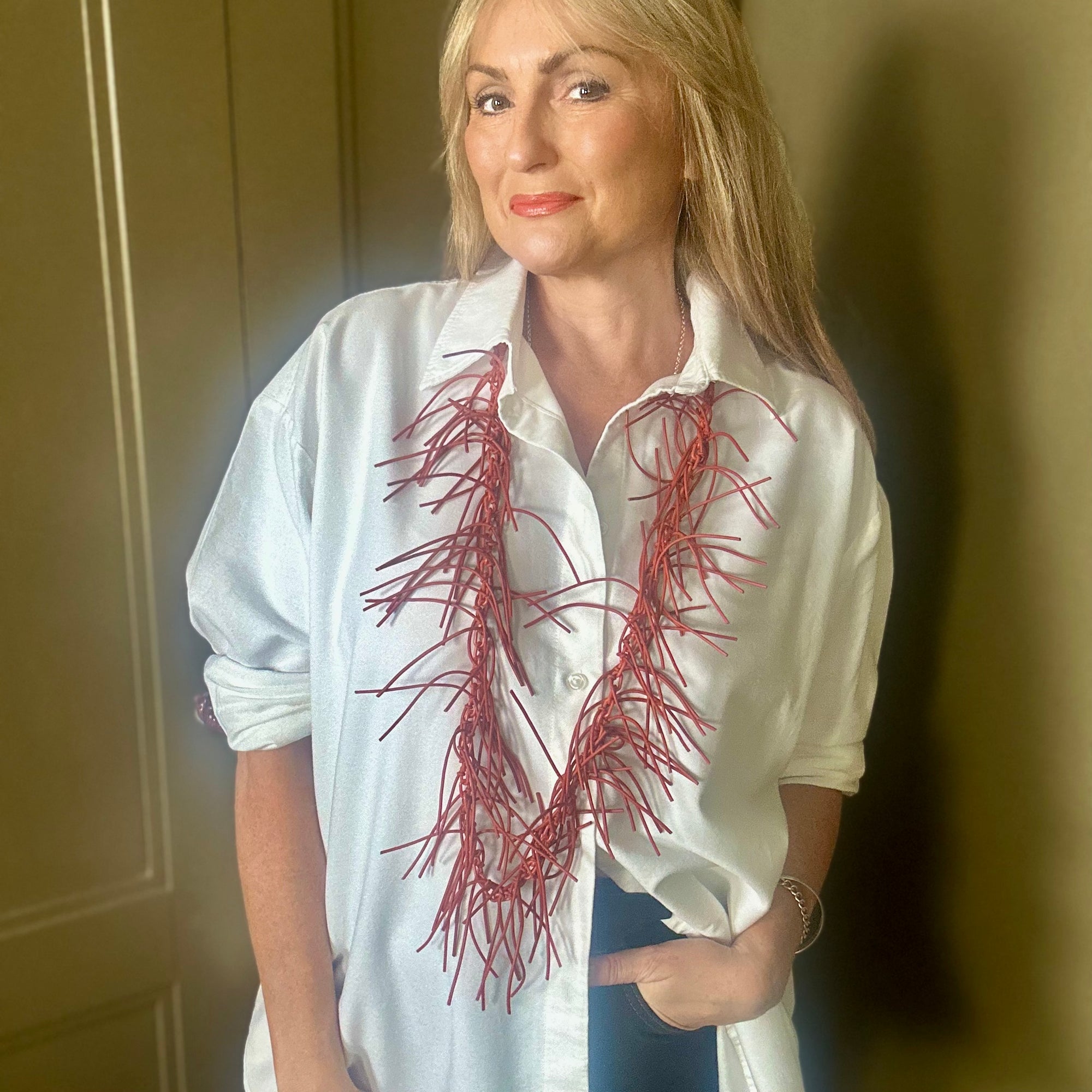 ROSIE long rubber fringe statement necklace