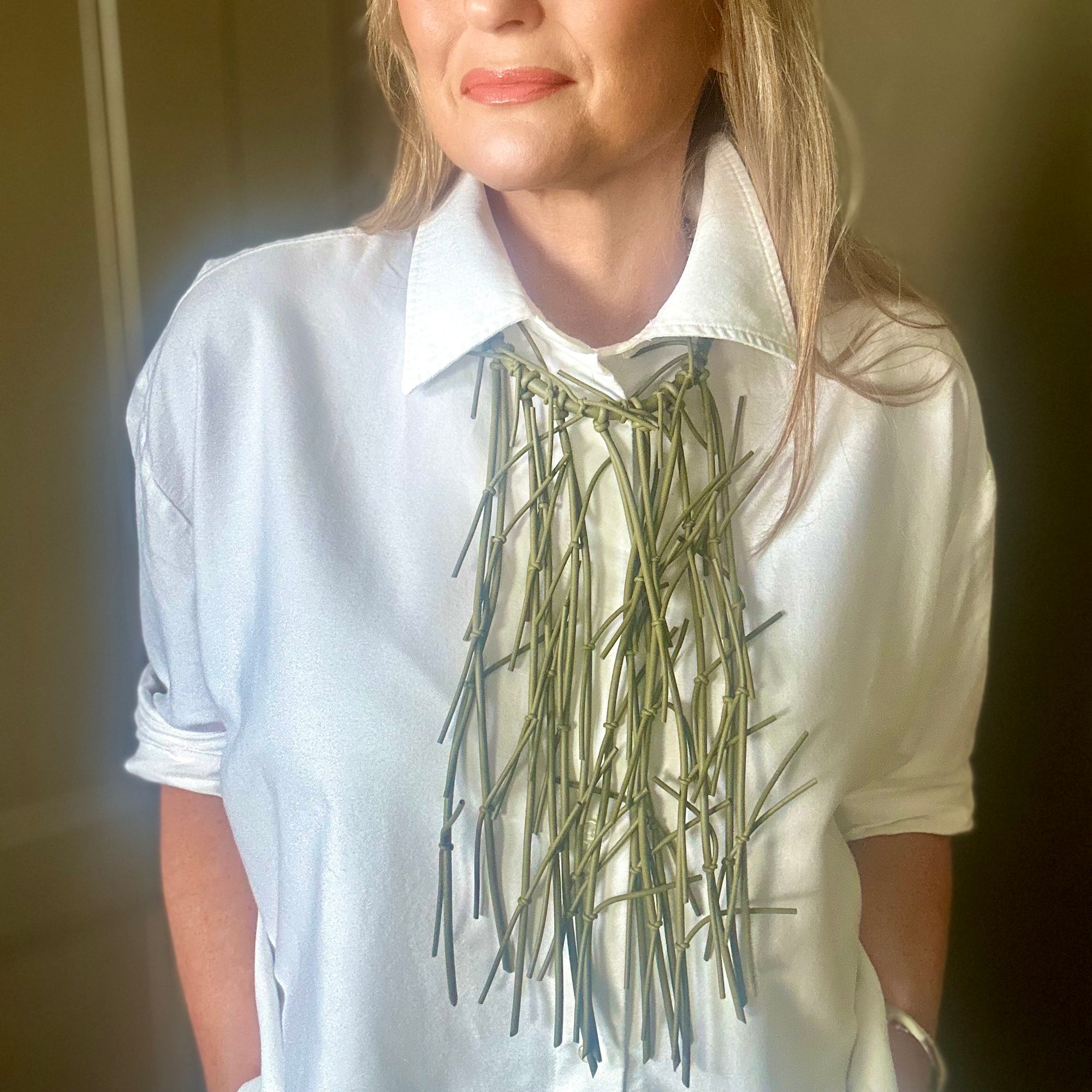 VICTORIA rubber fringe choker statement necklace