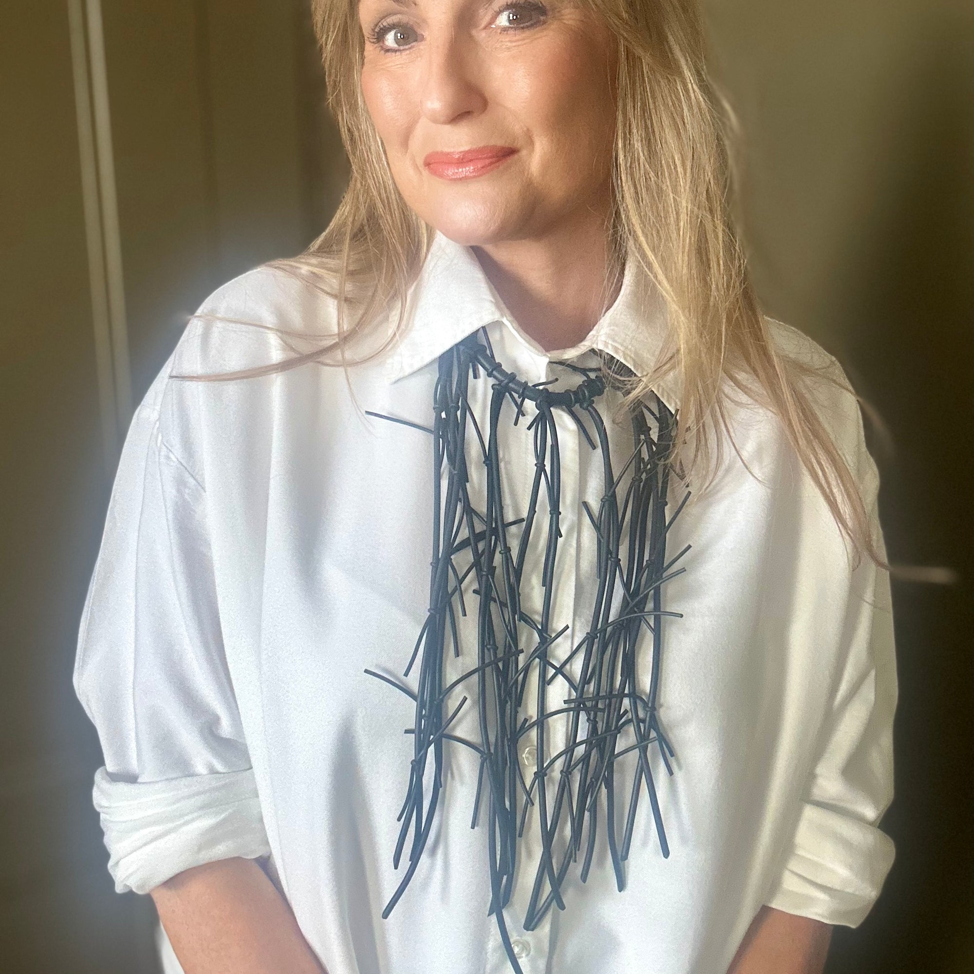 VICTORIA rubber fringe choker statement necklace
