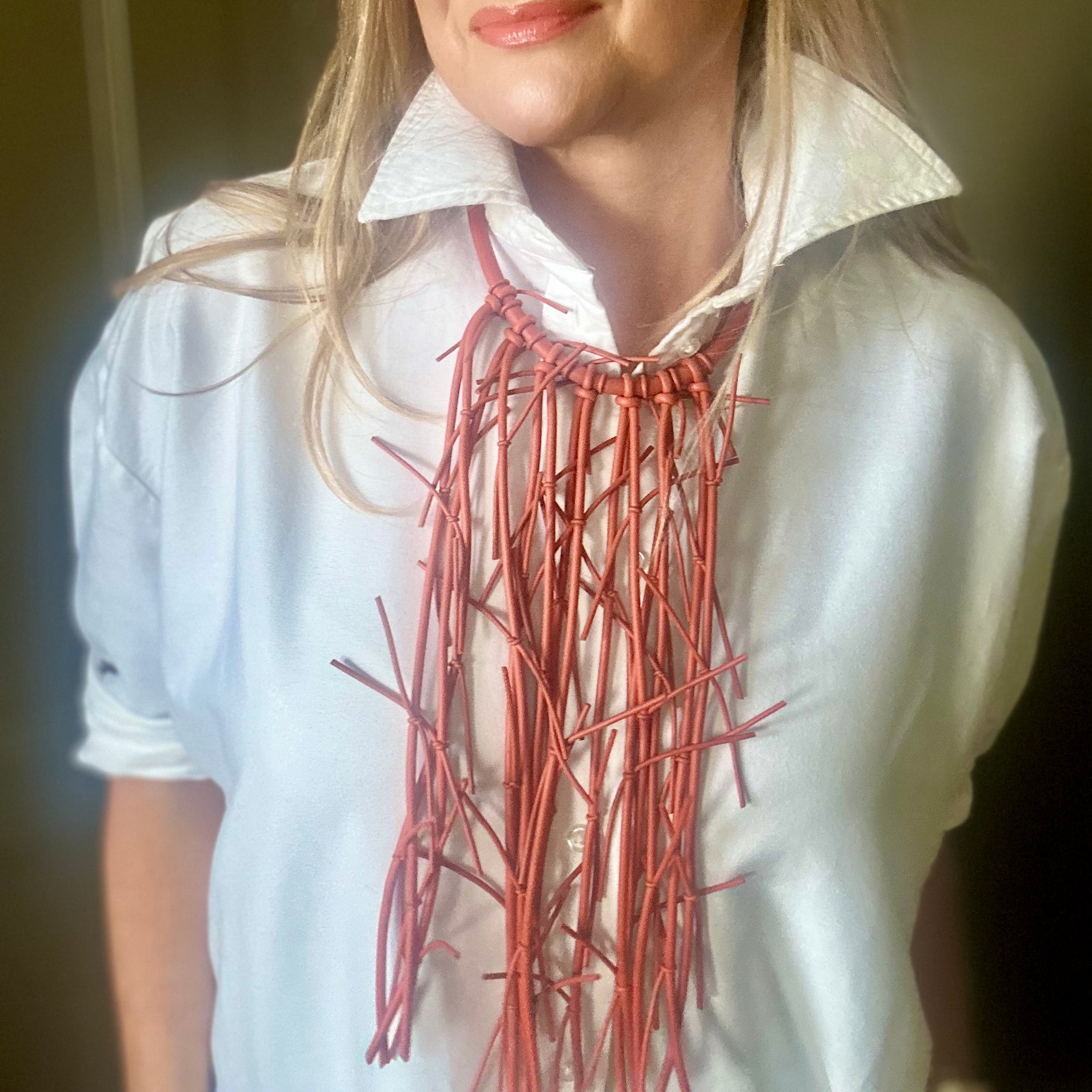 VICTORIA rubber choker fringe statement necklace