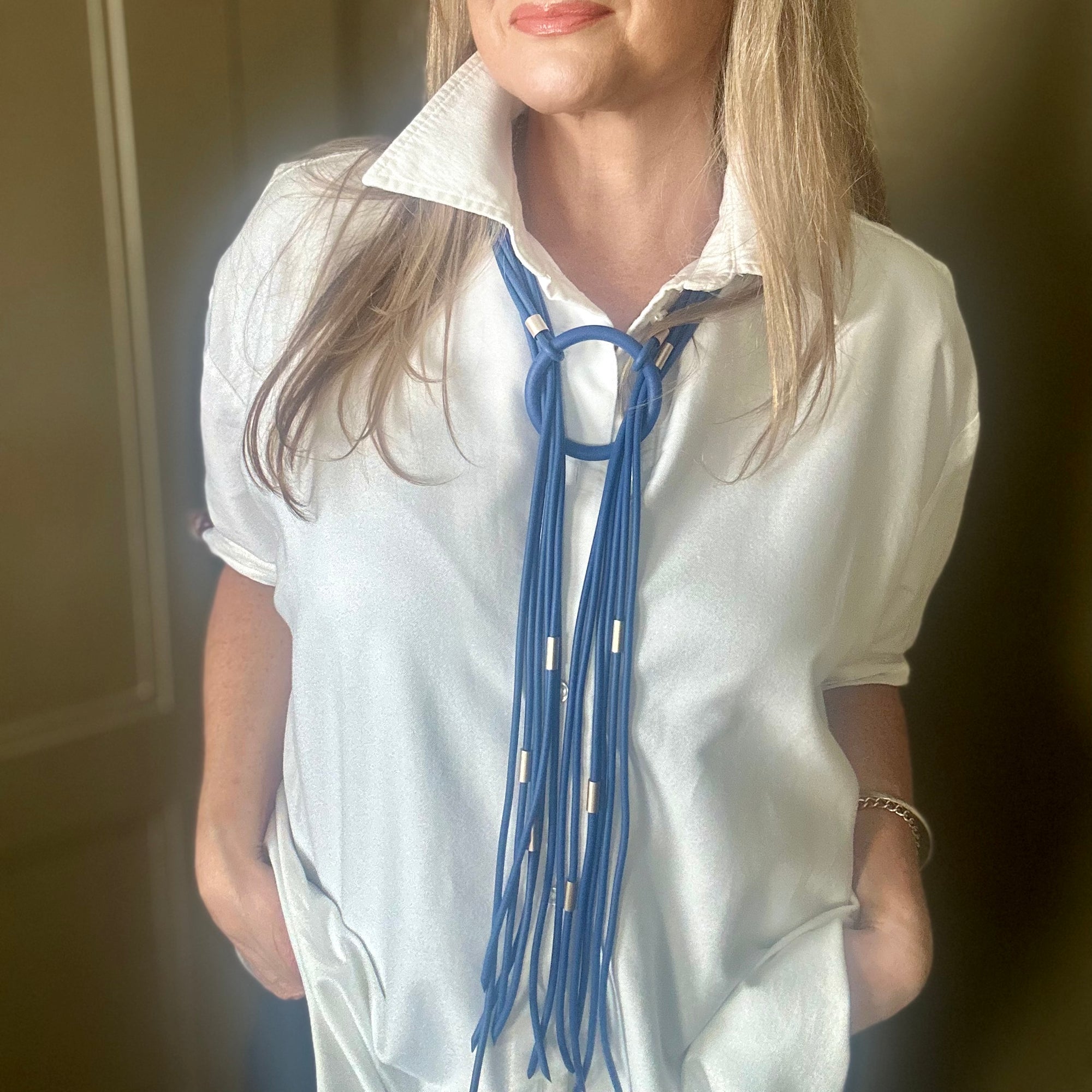 EDEN long rubber tassel and ring necklace