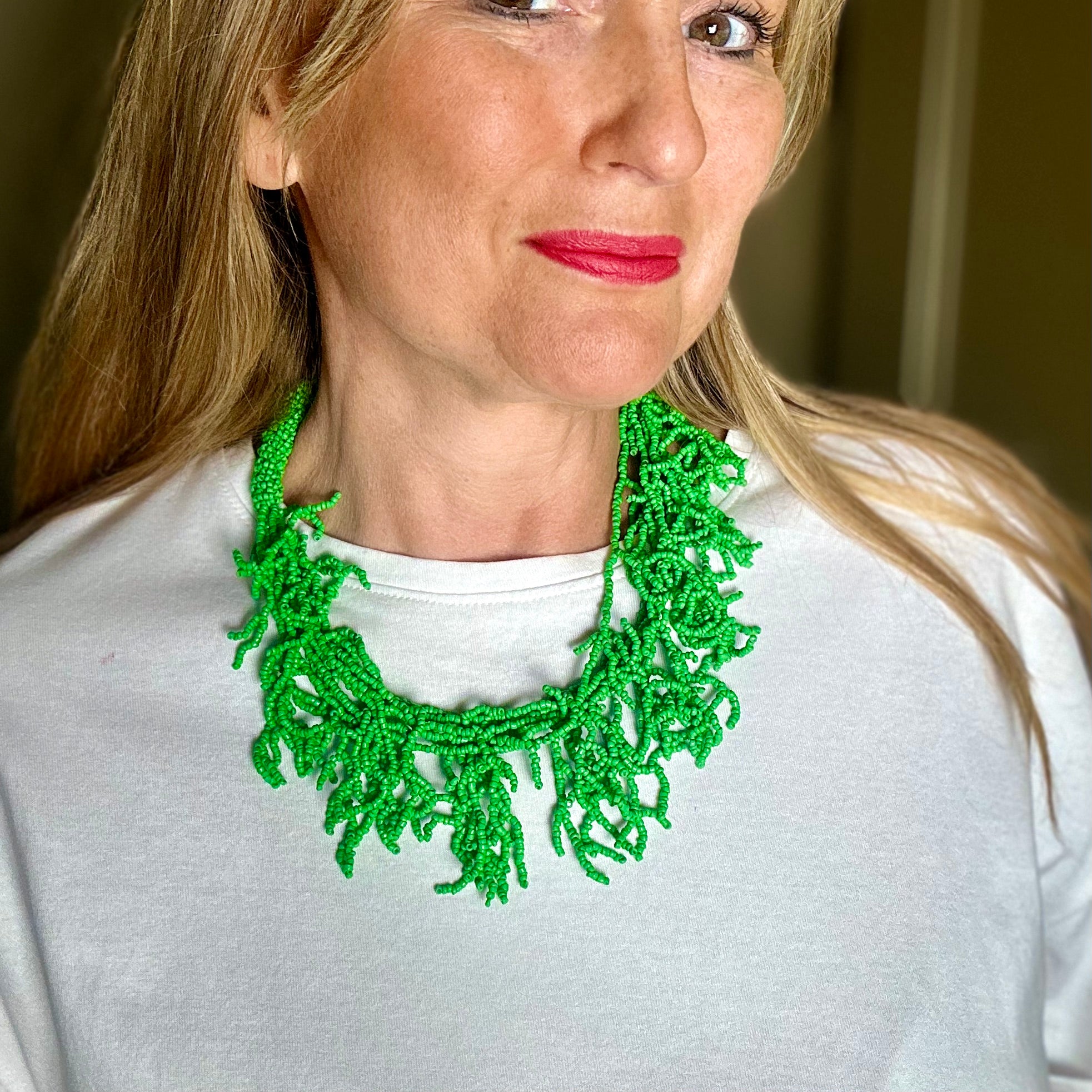ARIANA coral beaded choker necklace