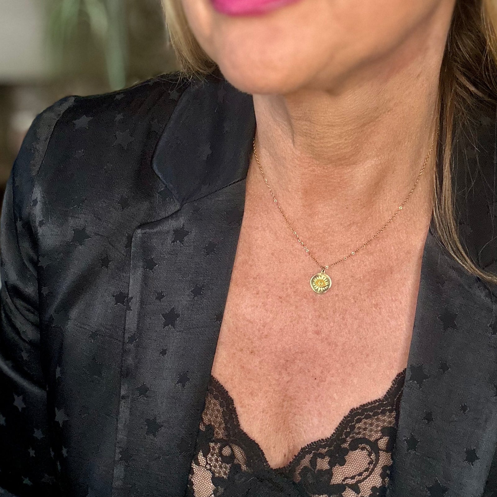 ZELDA chain necklace with small evil eye pendant