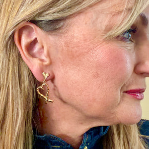 VERONICA hammered open heart drop earrings