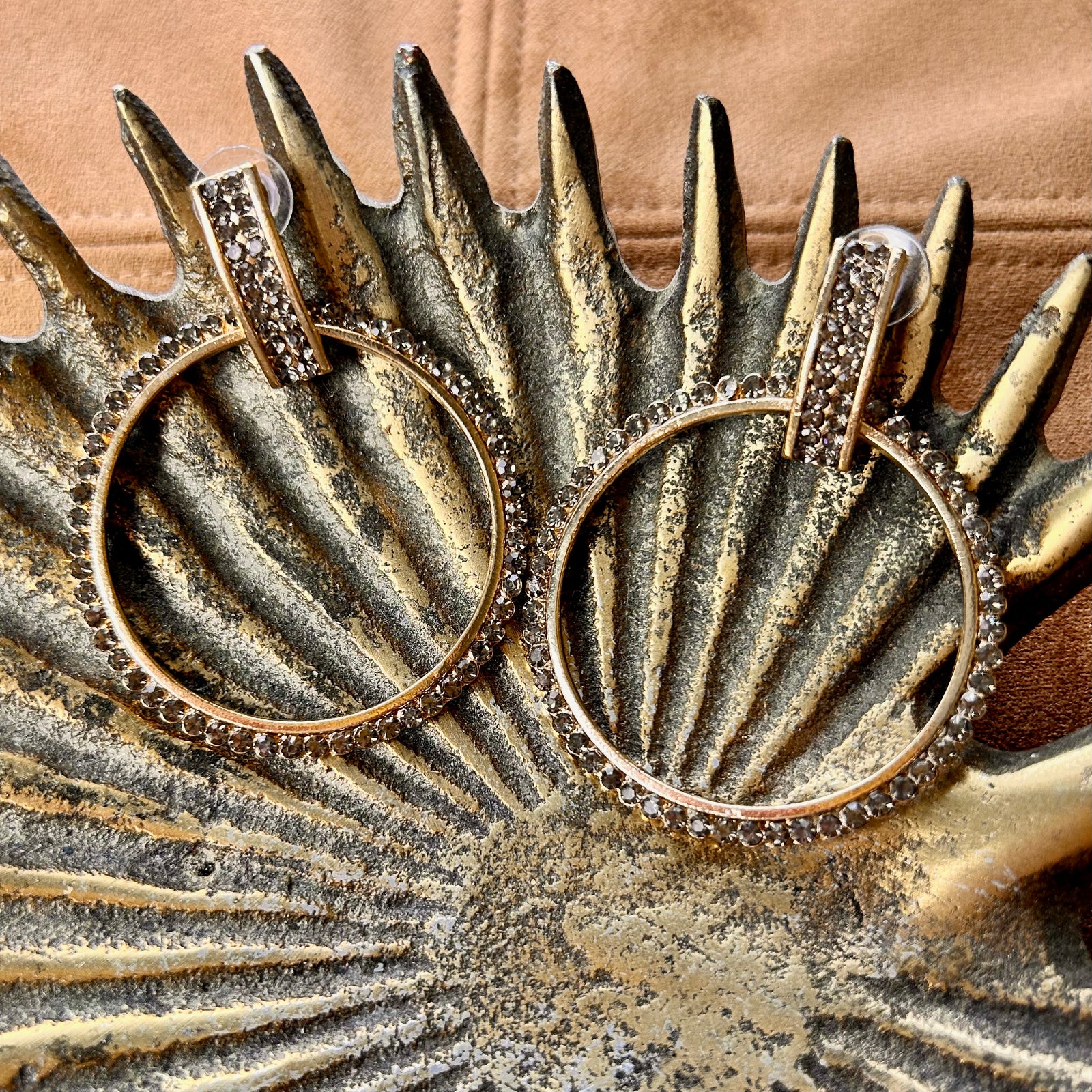 LAVERNE crystal circle pendant earrings