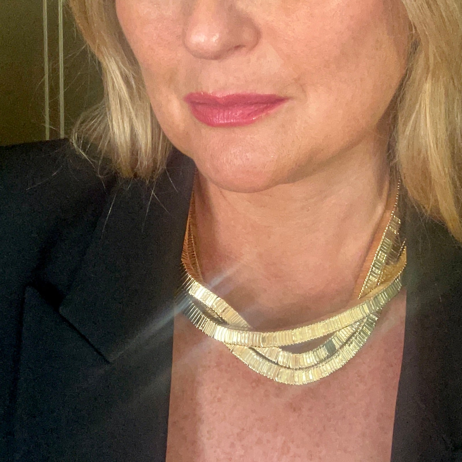 JOANIE  triple metal chain choker necklace