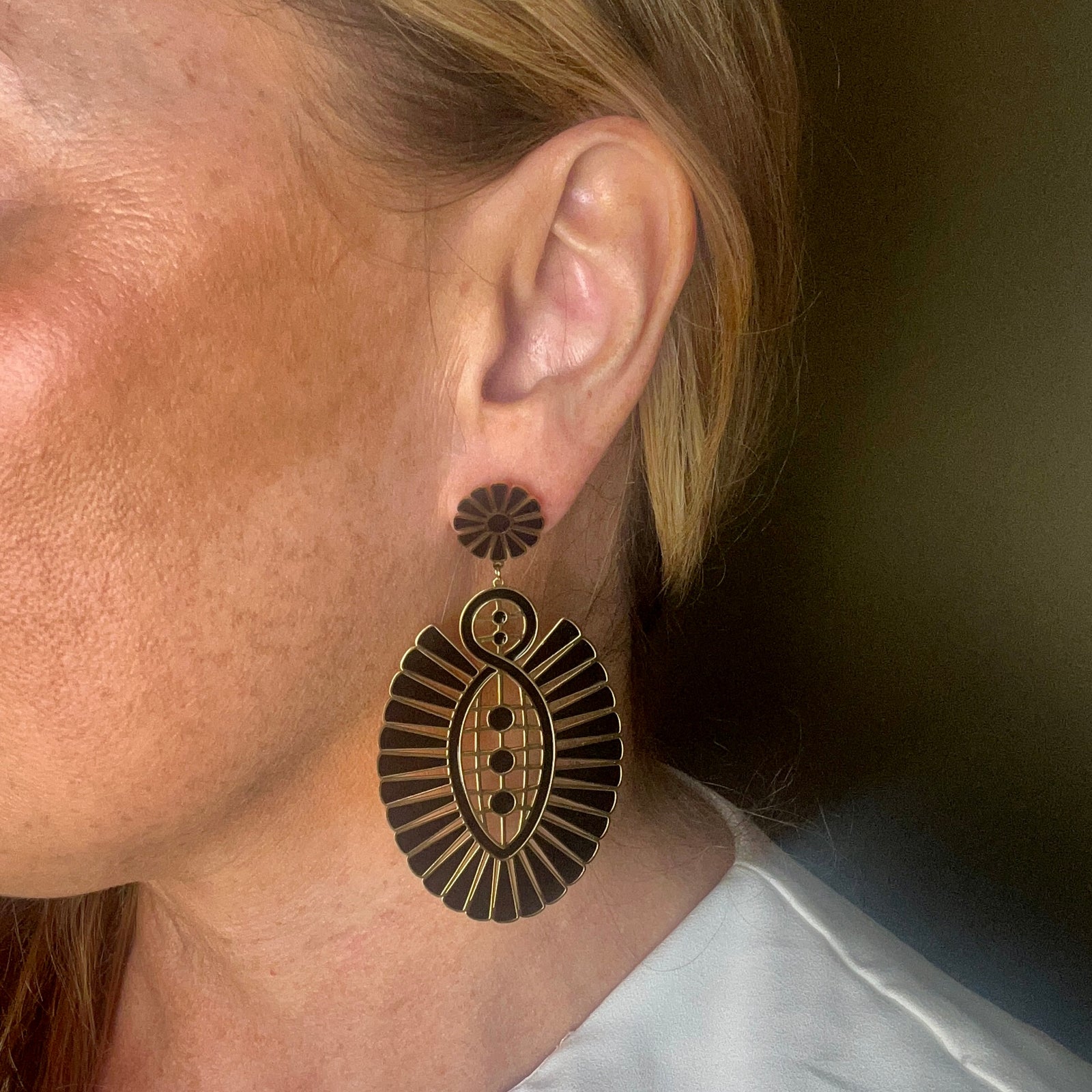 BEATRICE enamel fan shape drop earrings