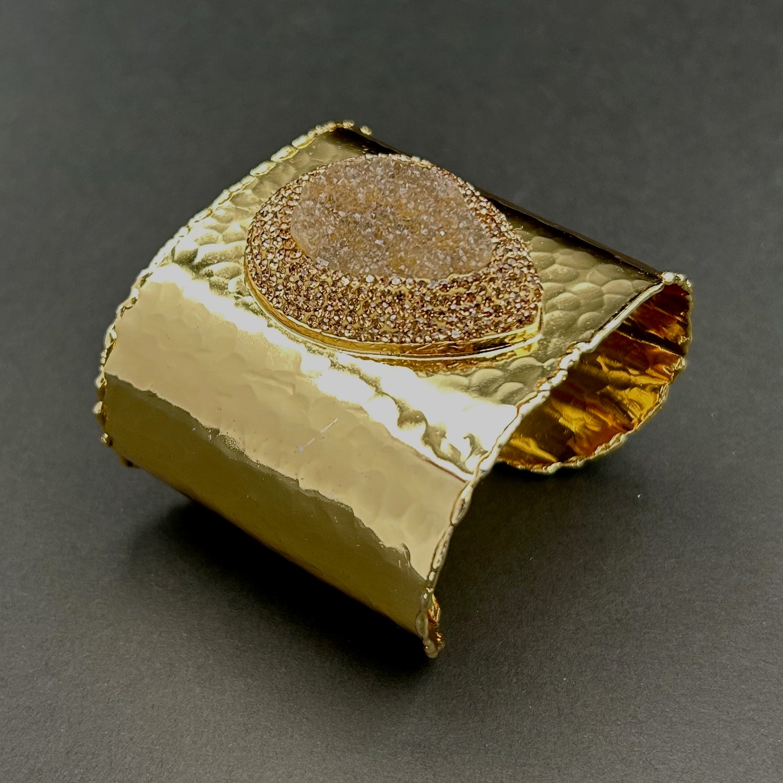 MARGUERITE handmade brass gemstone cuff bracelet