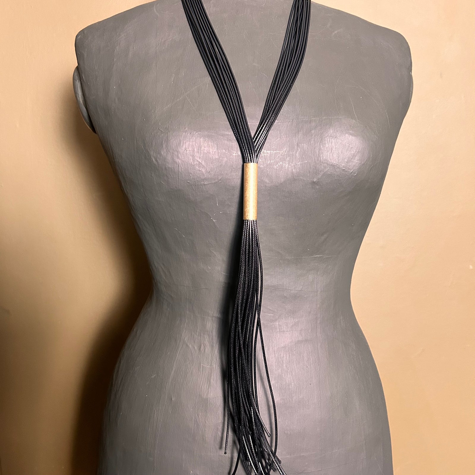 CYNTHIA adjustable leather necklace with gold bead