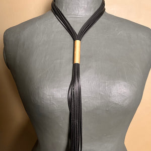 CYNTHIA adjustable leather necklace with gold bead