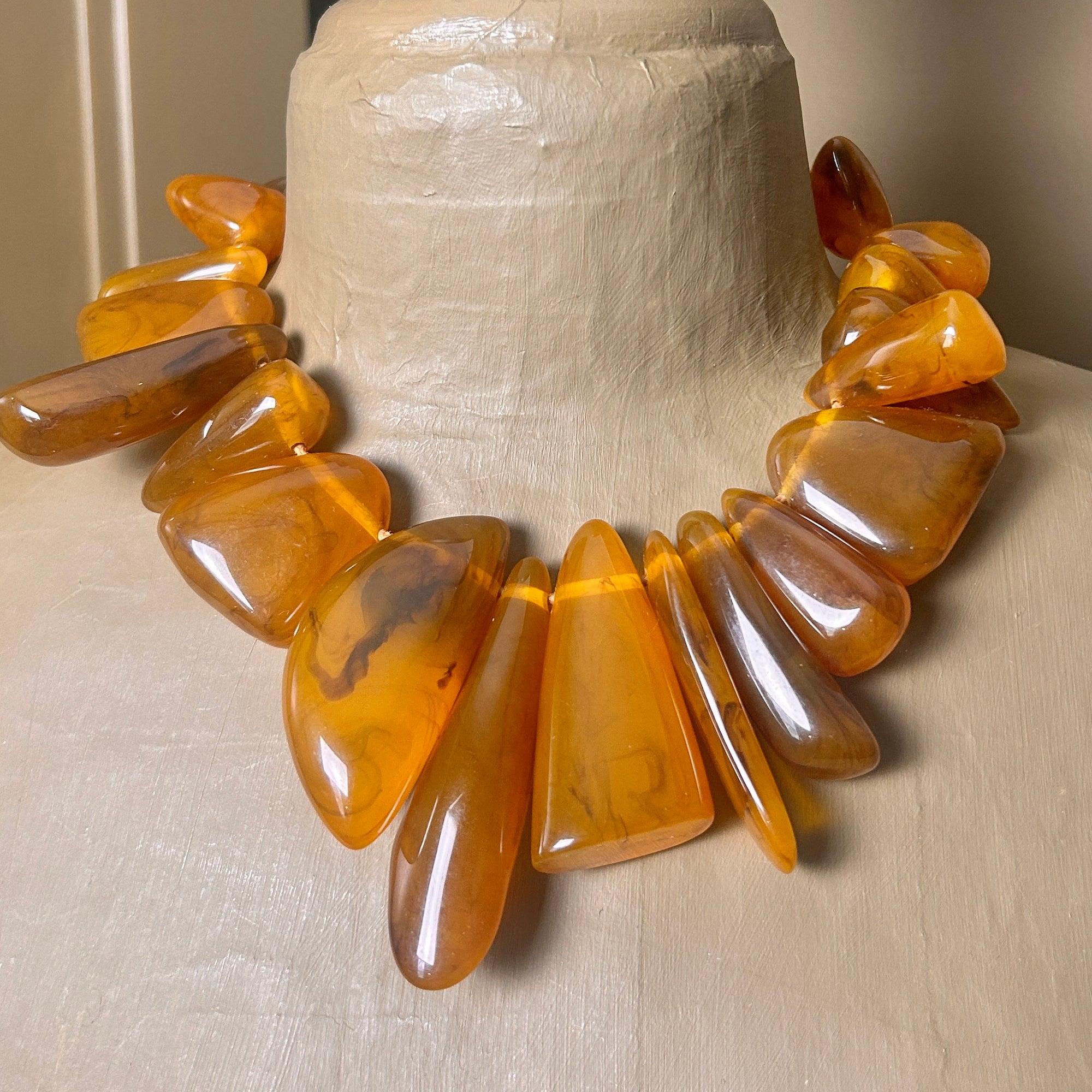 'Amber' irregular resin bead statement necklace