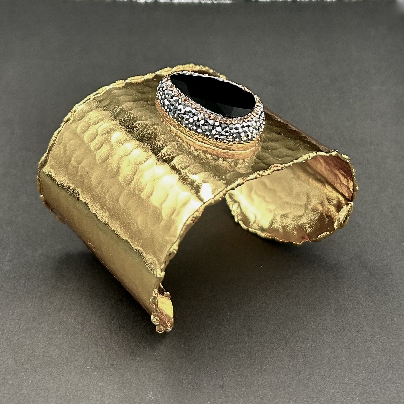 MARGUERITE handmade brass gemstone cuff bracelet