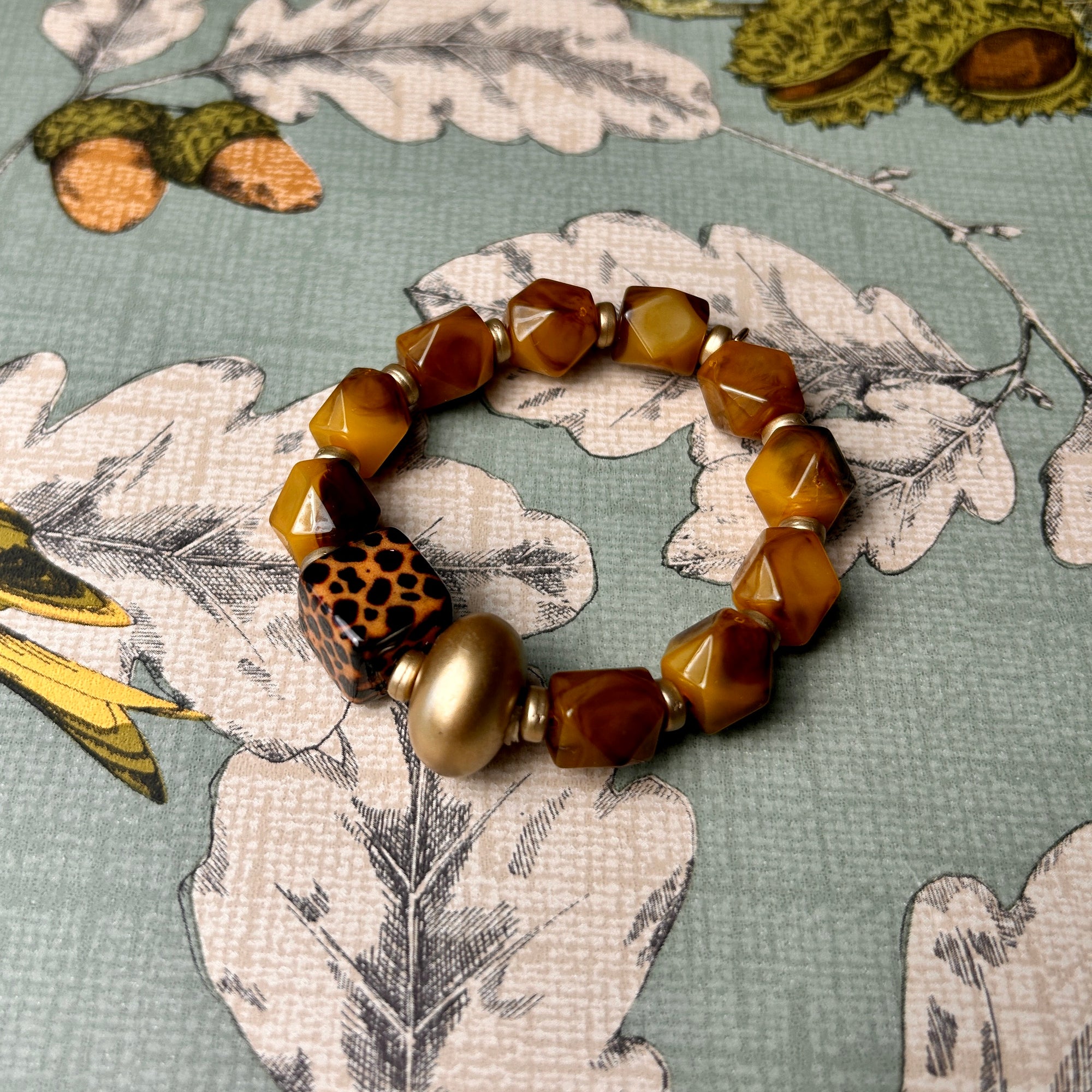 'Katja' beaded leopard elasticated bracelet