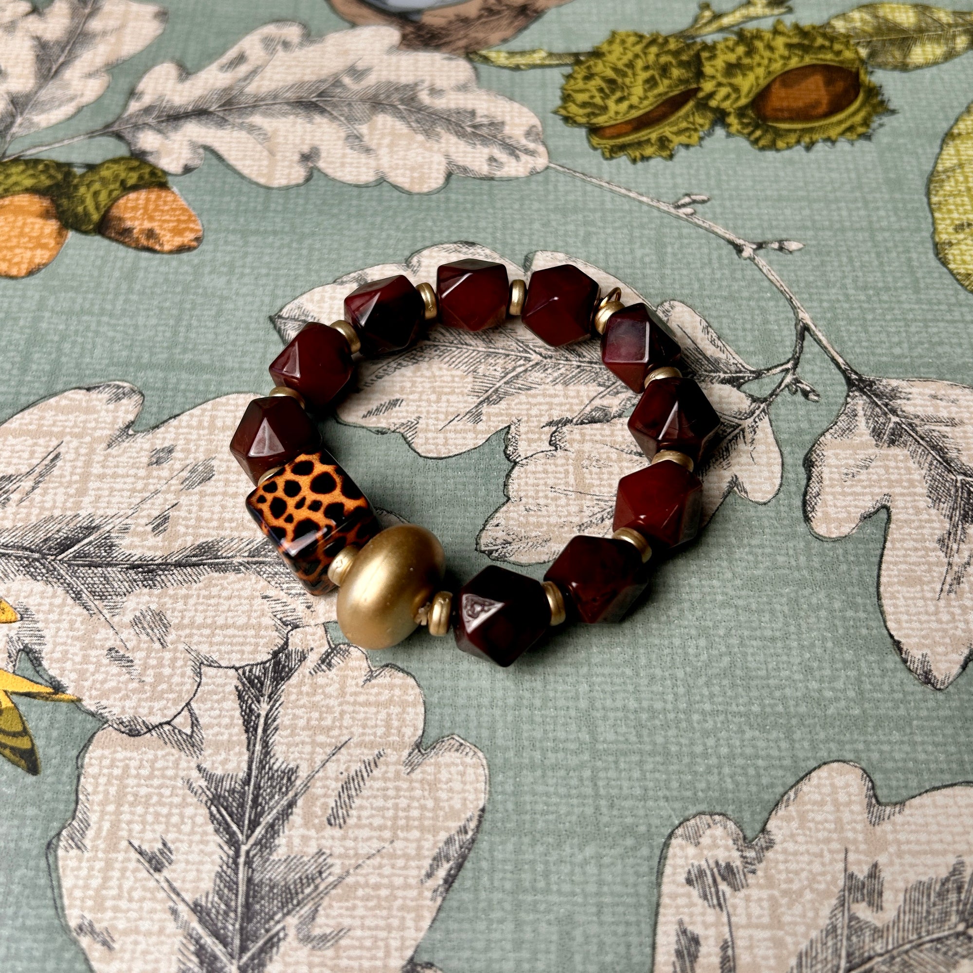 'Katja' beaded leopard elasticated bracelet