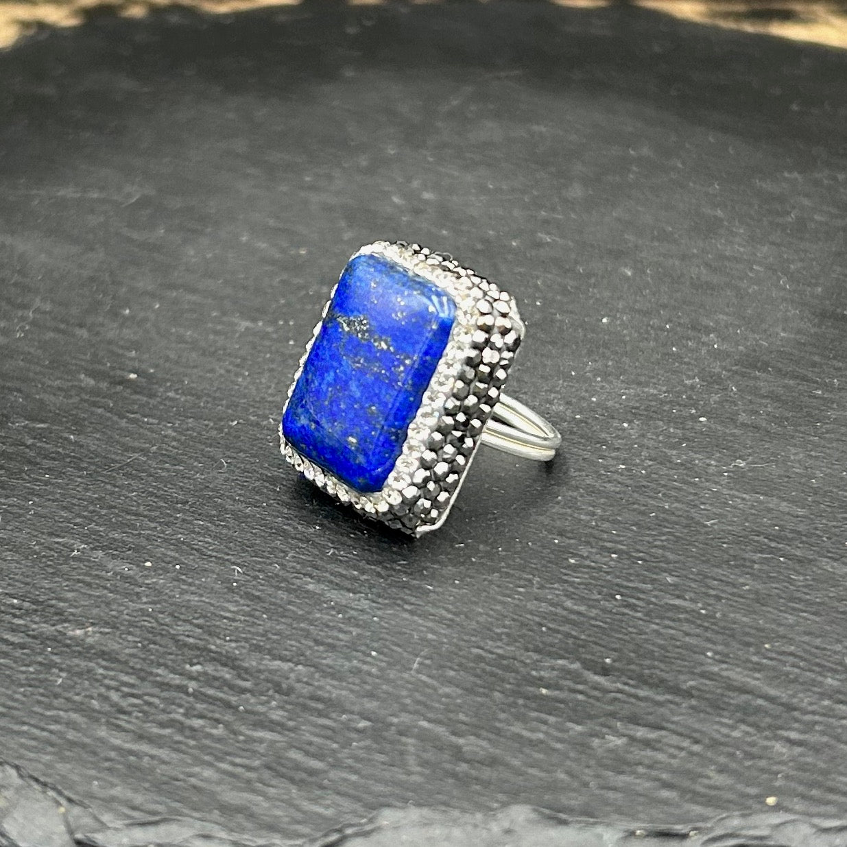 LORNA handmade square cut gemstone and crystal ring