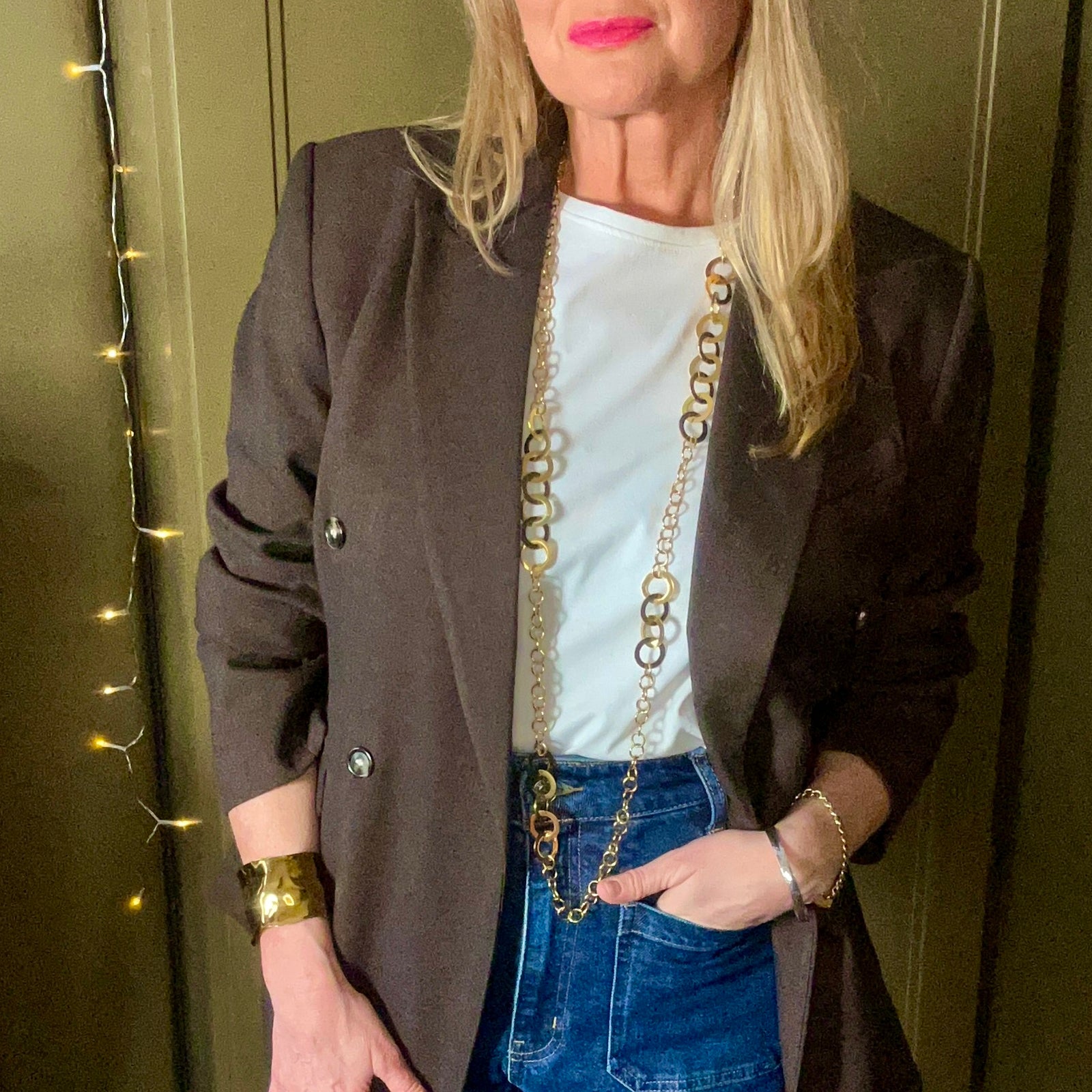 COCO long steel link necklace