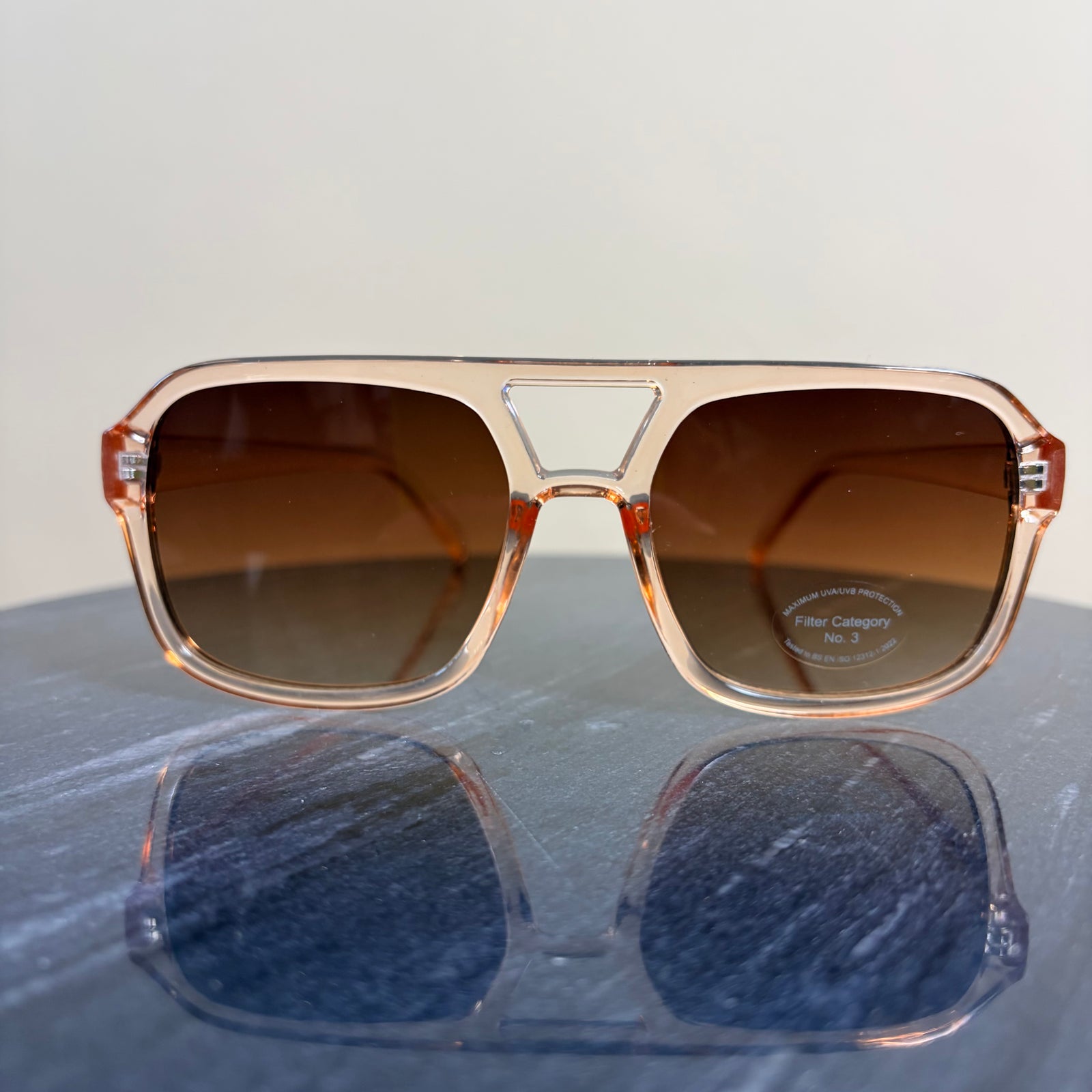 Bali - oversized brow bar clear framed sunglasses